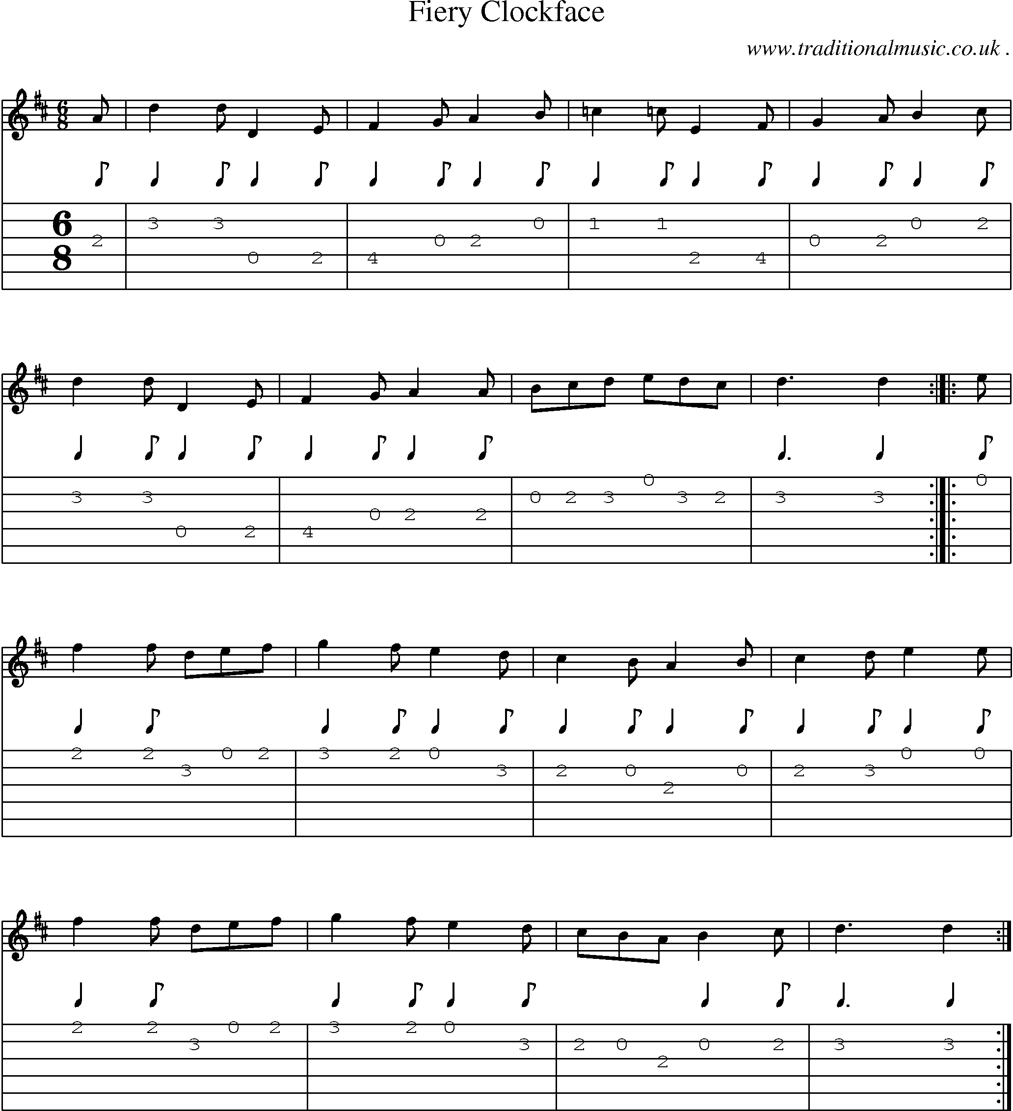 Sheet-Music and Guitar Tabs for Fiery Clockface