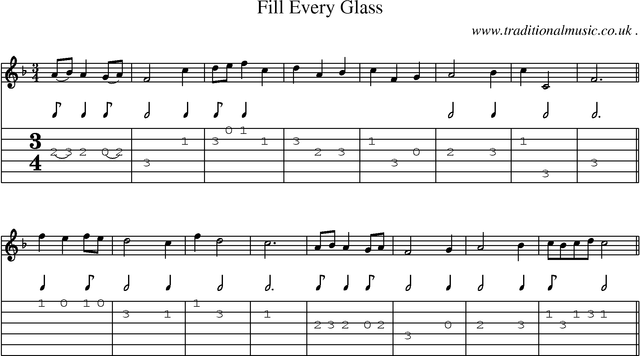 Sheet-Music and Guitar Tabs for Fill Every Glass