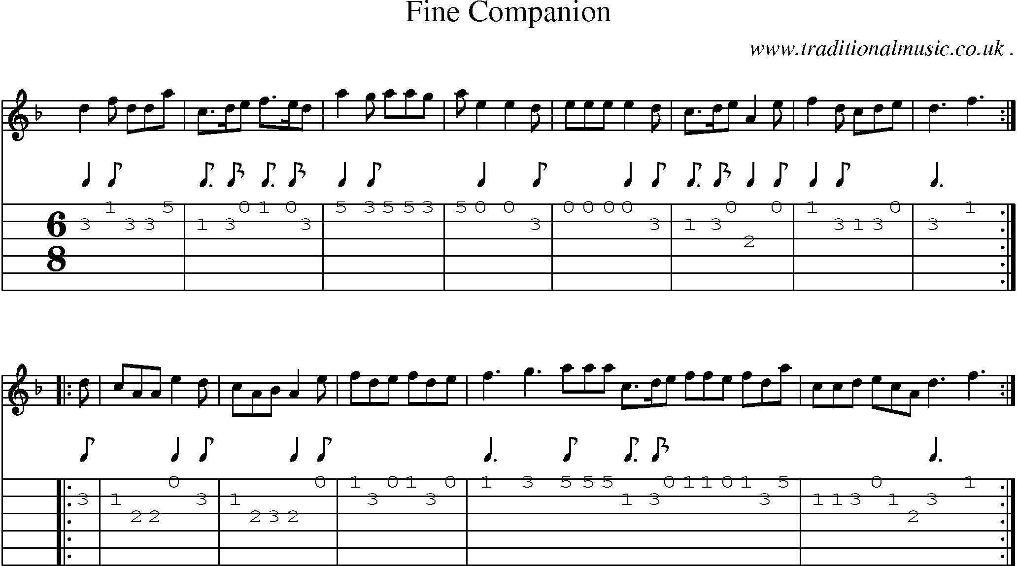 Sheet-Music and Guitar Tabs for Fine Companion