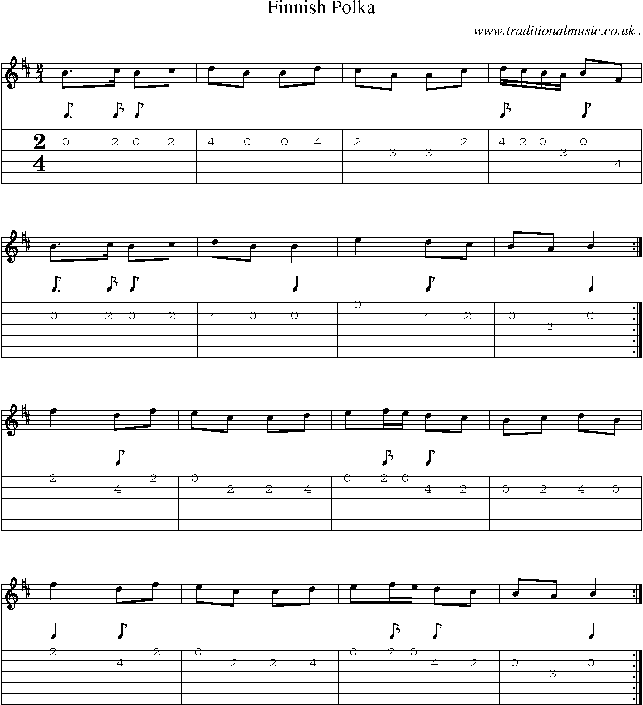 Sheet-Music and Guitar Tabs for Finnish Polka