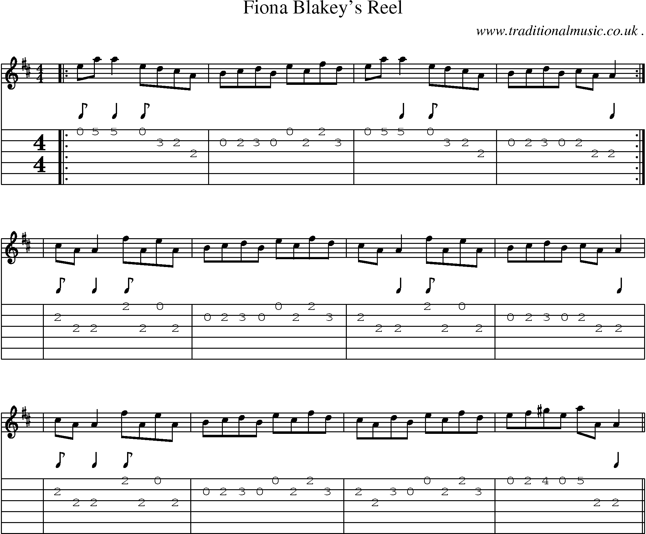 Sheet-Music and Guitar Tabs for Fiona Blakeys Reel