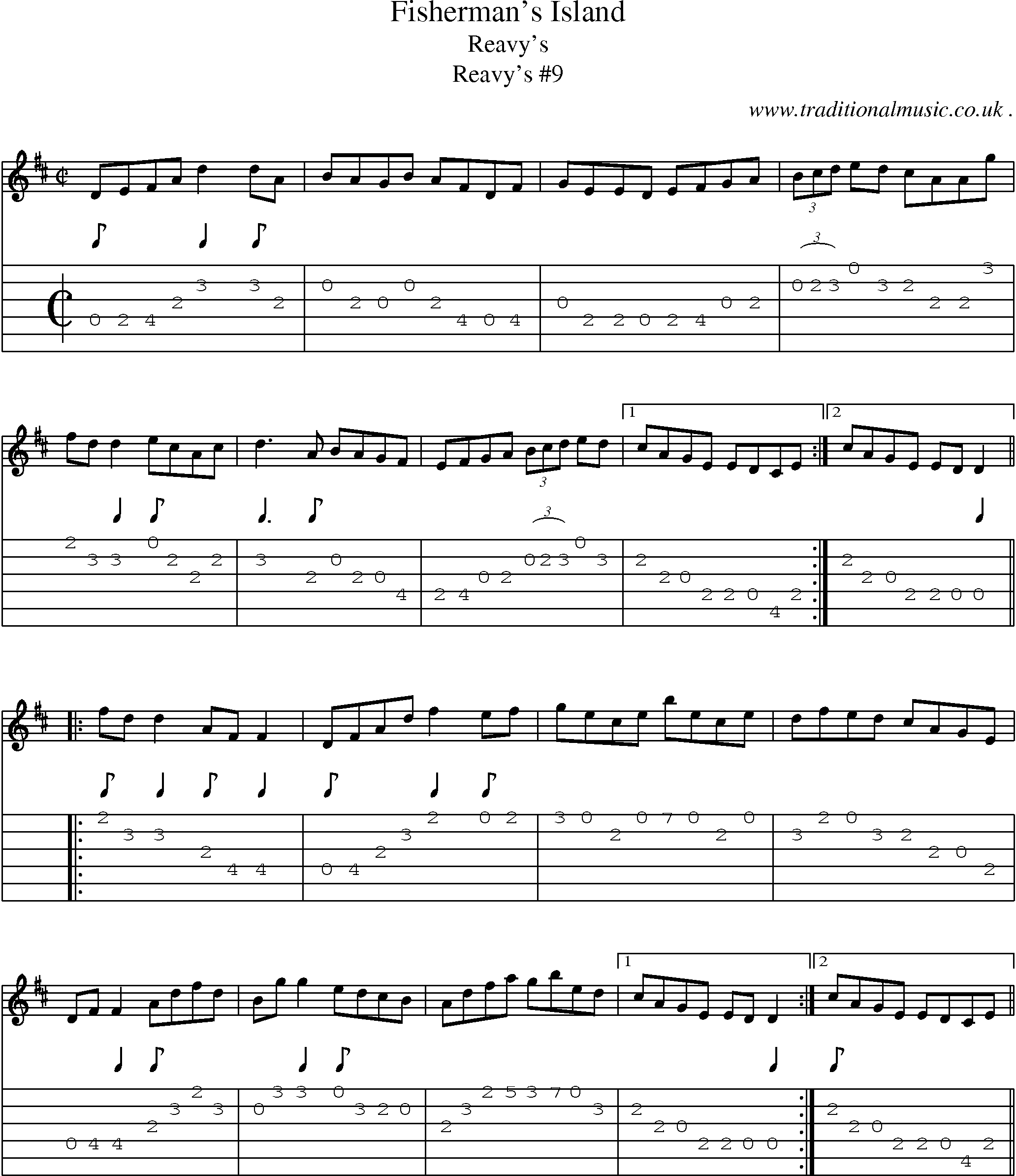 Sheet-Music and Guitar Tabs for Fishermans Island
