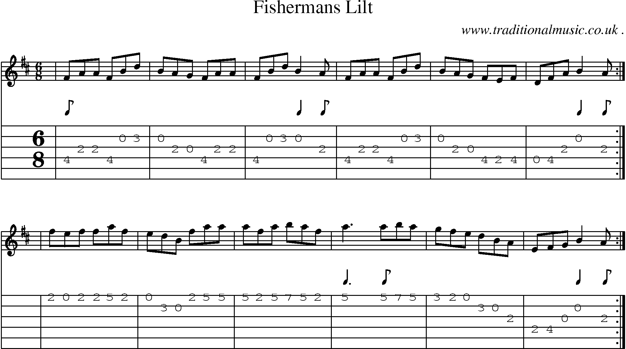 Sheet-Music and Guitar Tabs for Fishermans Lilt