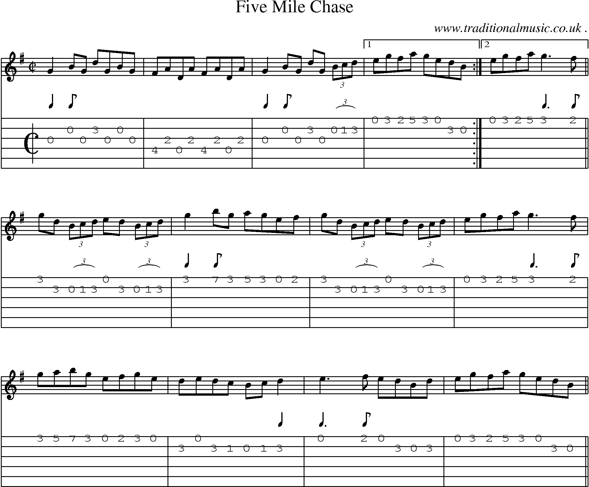 Sheet-Music and Guitar Tabs for Five Mile Chase