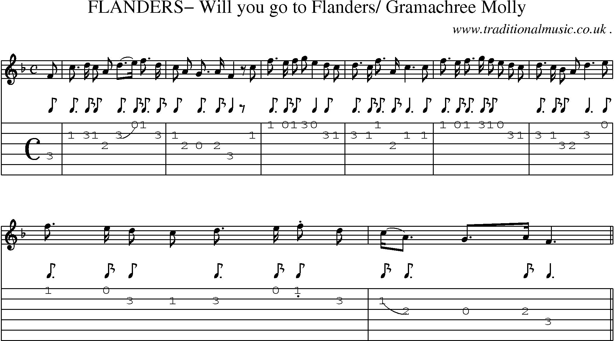 Sheet-Music and Guitar Tabs for Flanders Will You Go To Flanders Gramachree Molly