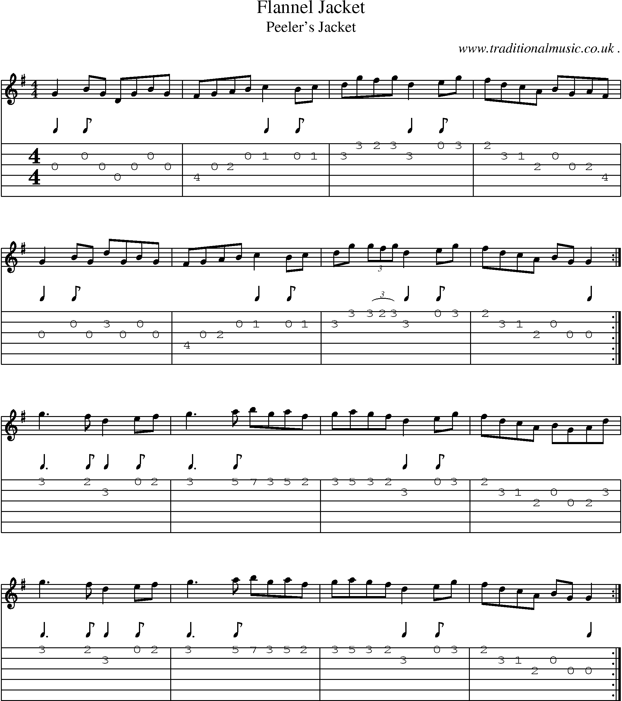 Sheet-Music and Guitar Tabs for Flannel Jacket