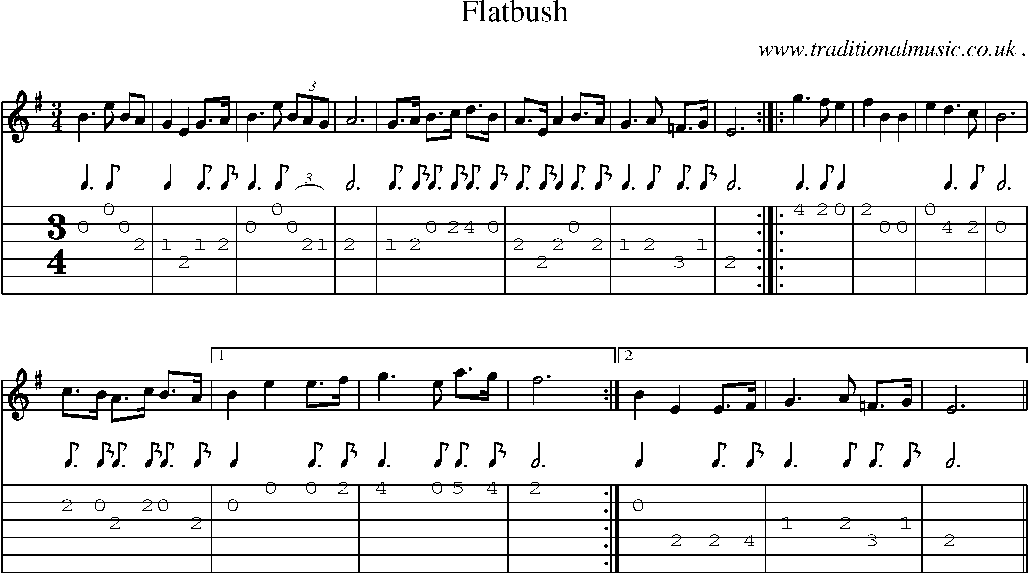 Sheet-Music and Guitar Tabs for Flatbush