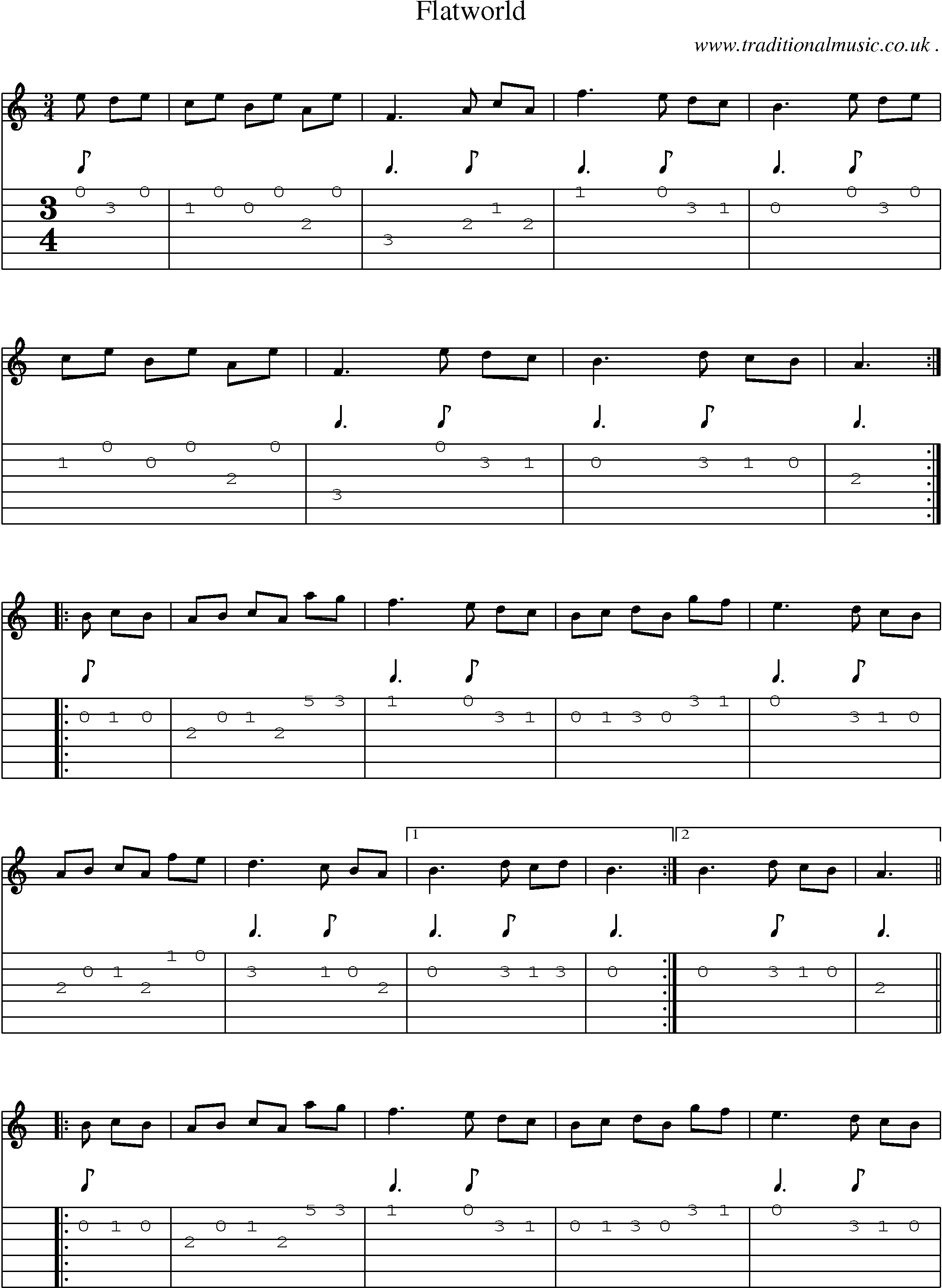 Sheet-Music and Guitar Tabs for Flatworld