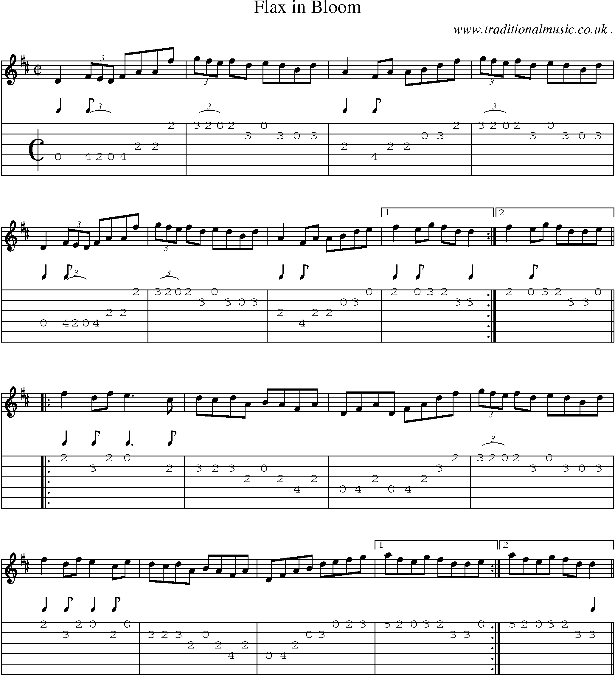 Sheet-Music and Guitar Tabs for Flax In Bloom