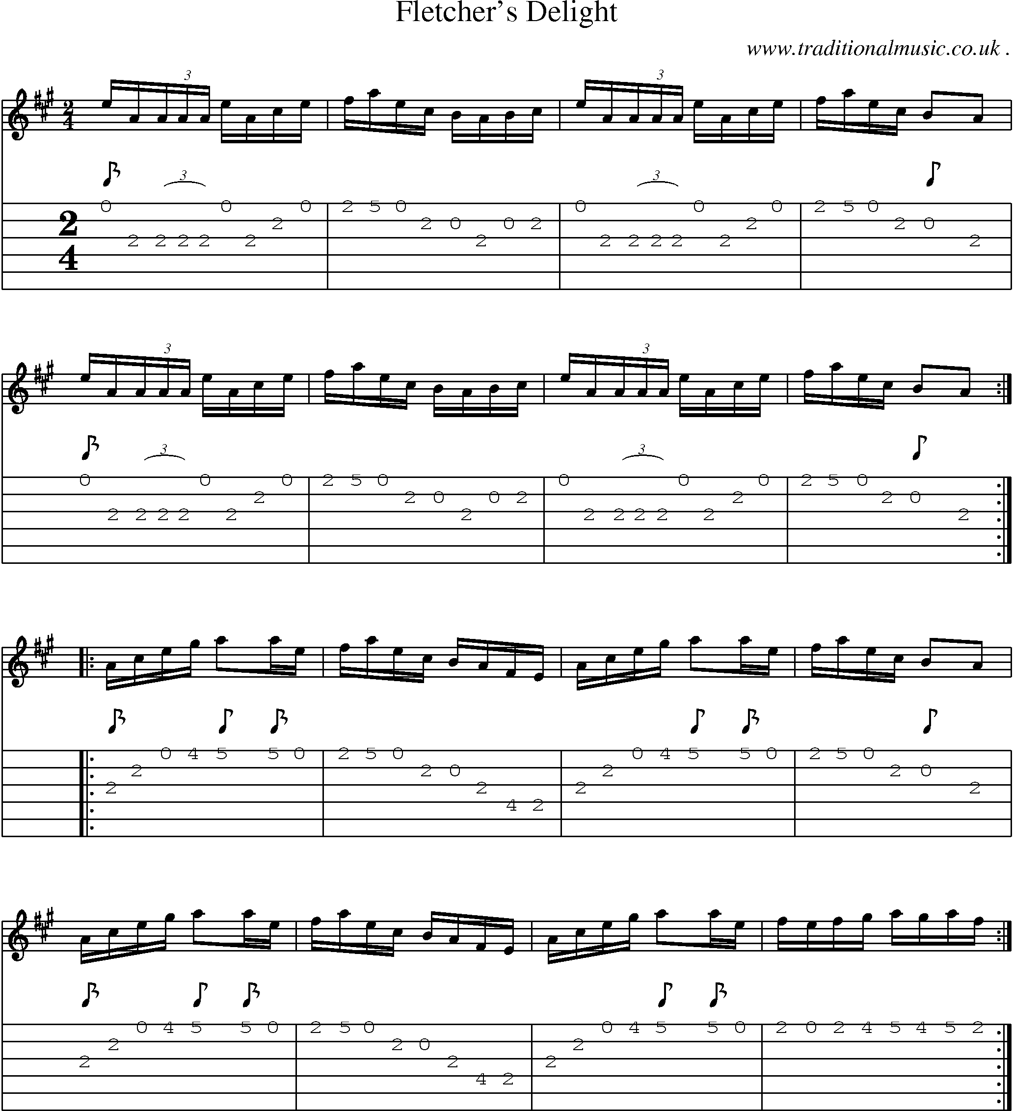 Sheet-Music and Guitar Tabs for Fletchers Delight
