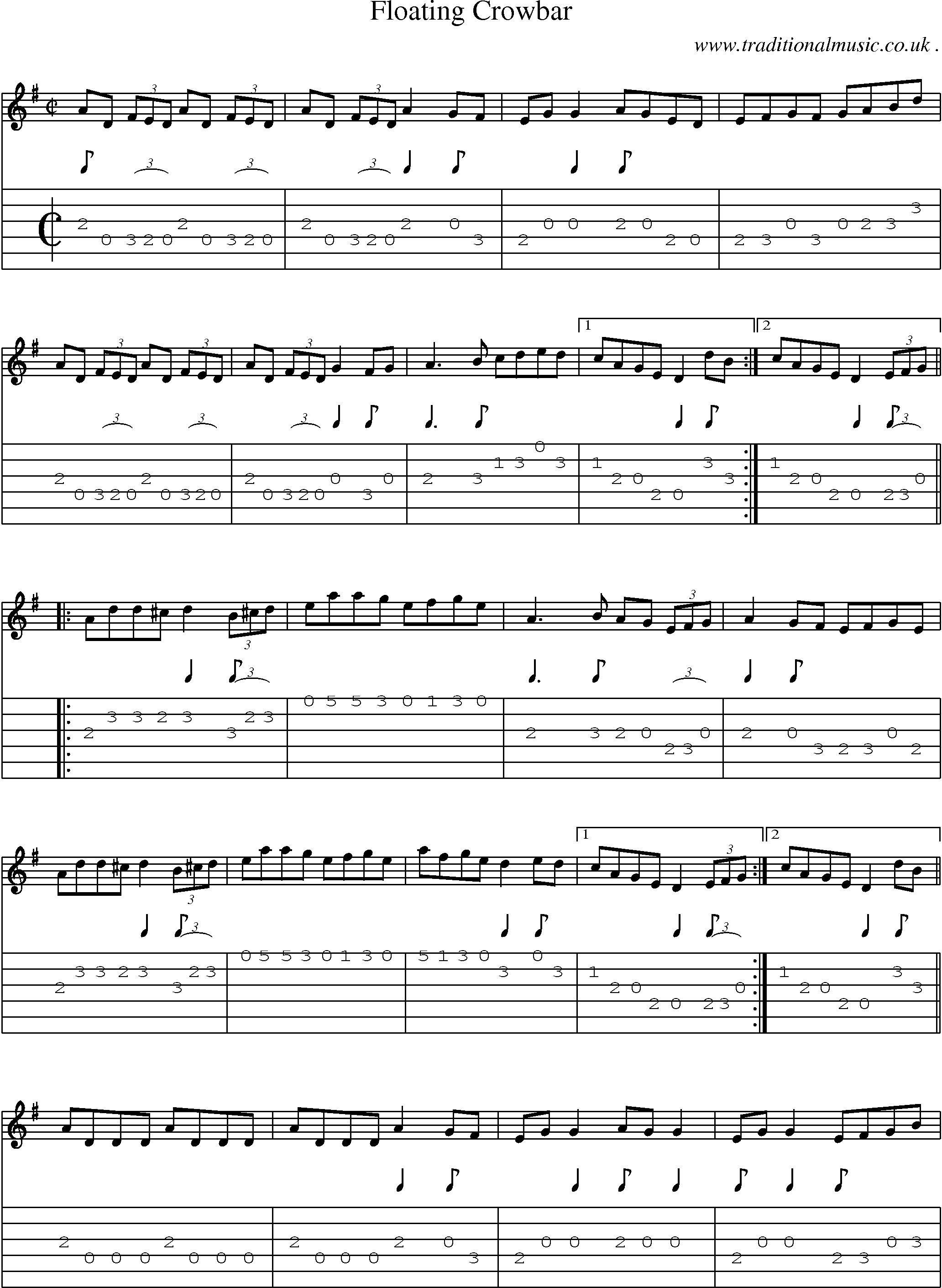 Sheet-Music and Guitar Tabs for Floating Crowbar