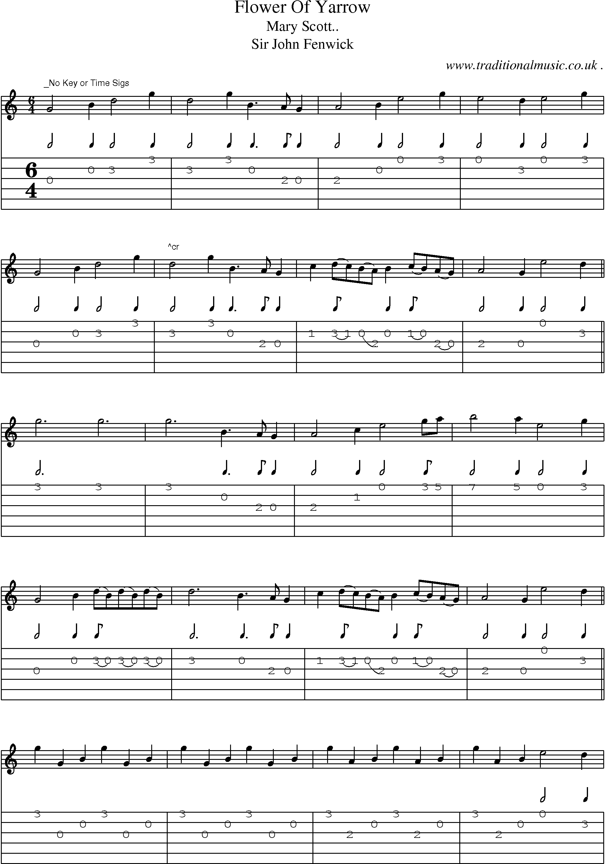 Sheet-Music and Guitar Tabs for Flower Of Yarrow