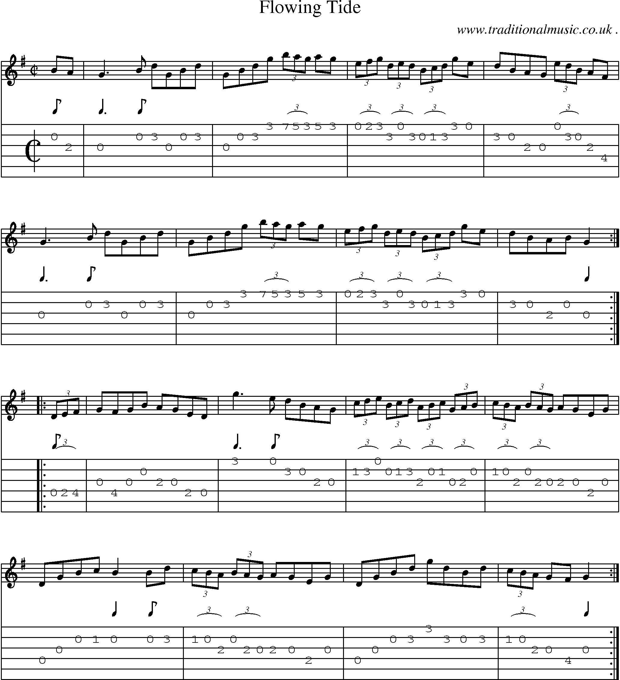Sheet-Music and Guitar Tabs for Flowing Tide