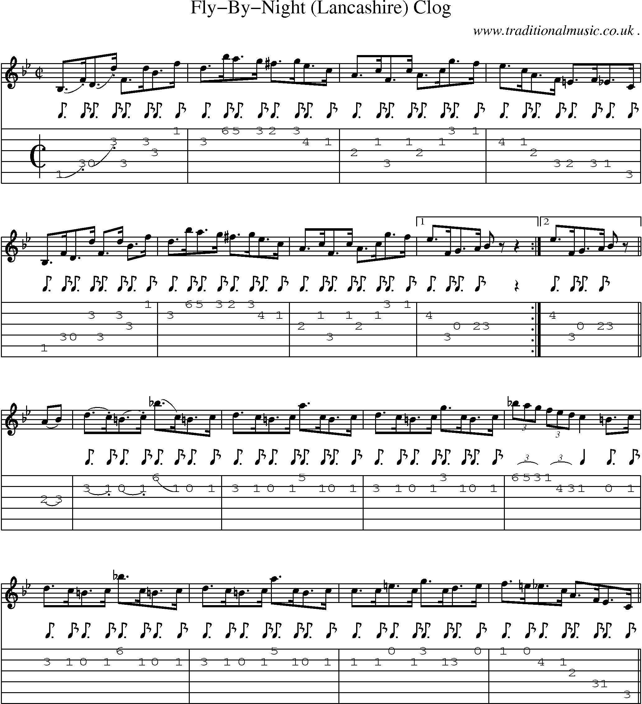 Sheet-Music and Guitar Tabs for Fly-by-night (lancashire) Clog