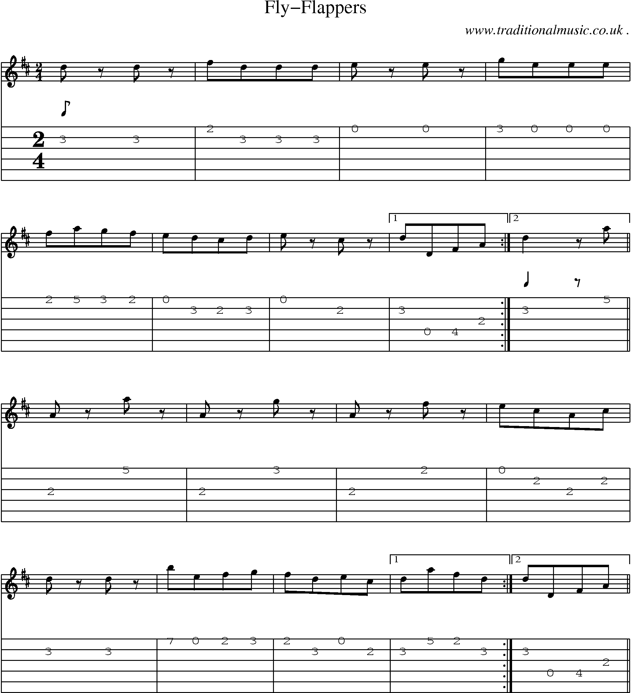 Sheet-Music and Guitar Tabs for Fly-flappers