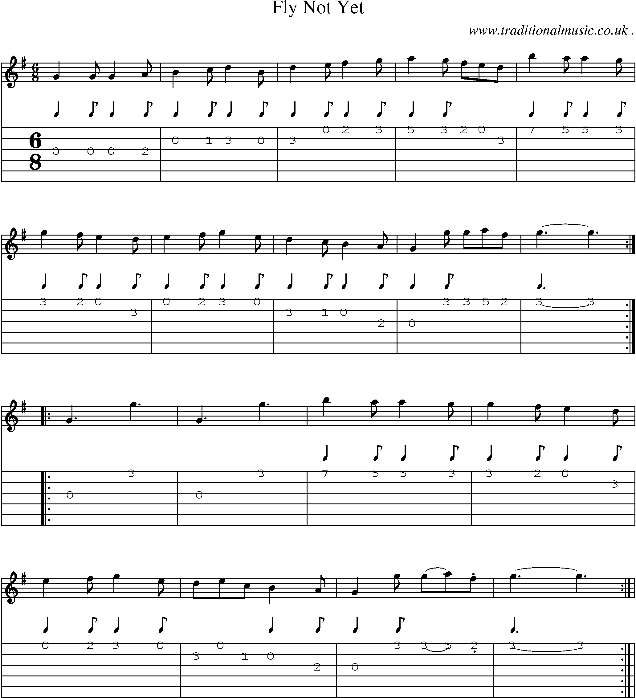 Sheet-Music and Guitar Tabs for Fly Not Yet