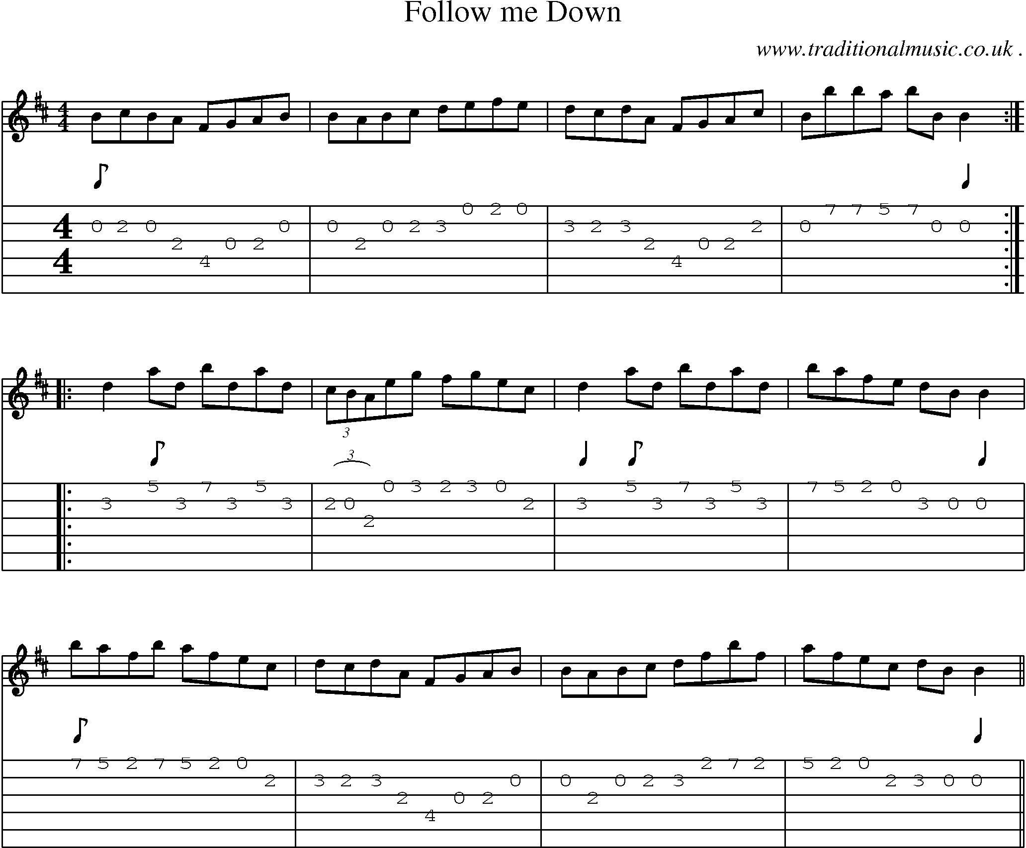 Sheet-Music and Guitar Tabs for Follow Me Down