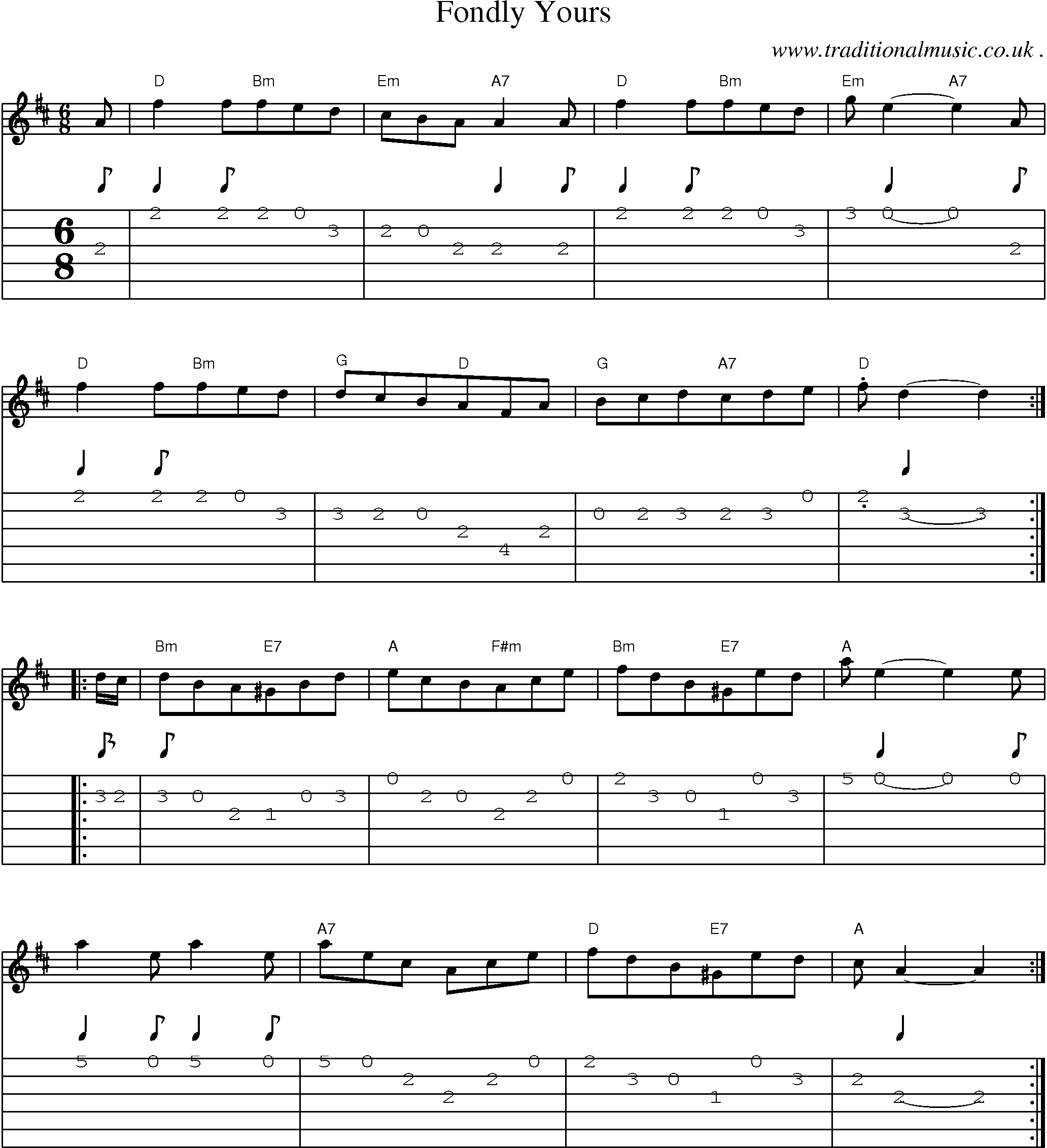 Sheet-Music and Guitar Tabs for Fondly Yours