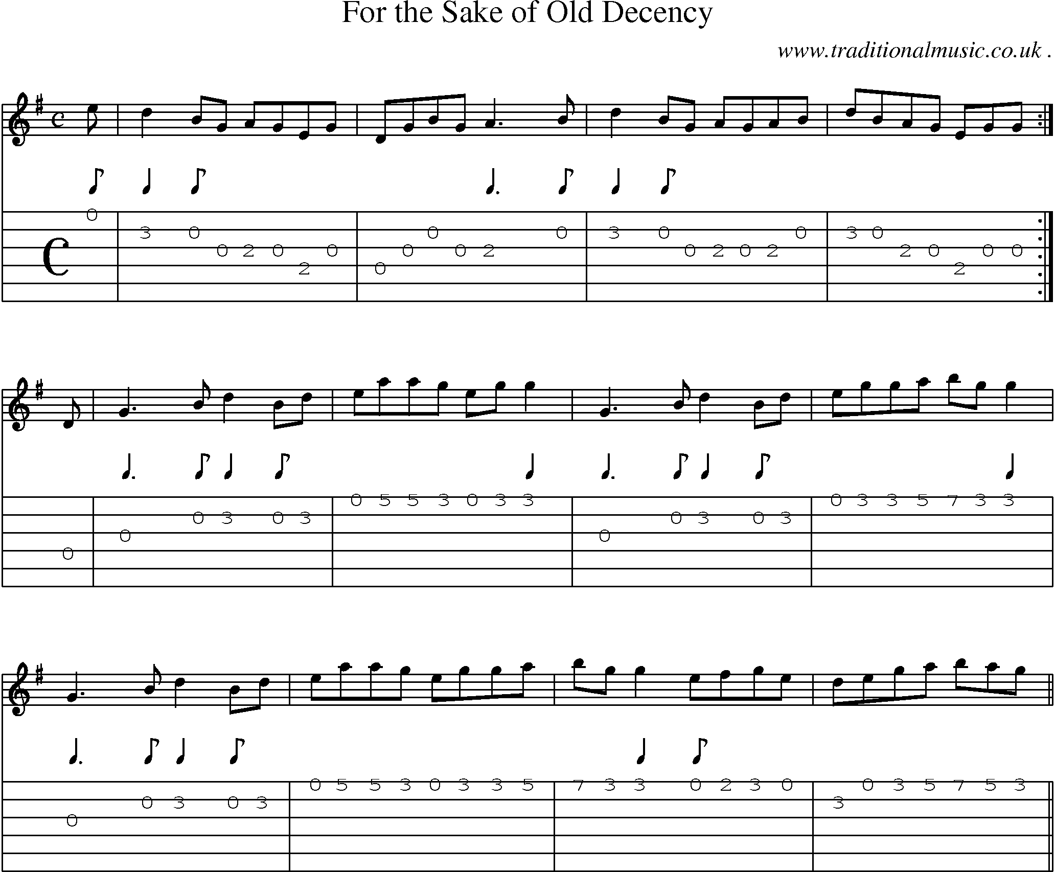 Sheet-Music and Guitar Tabs for For The Sake Of Old Decency