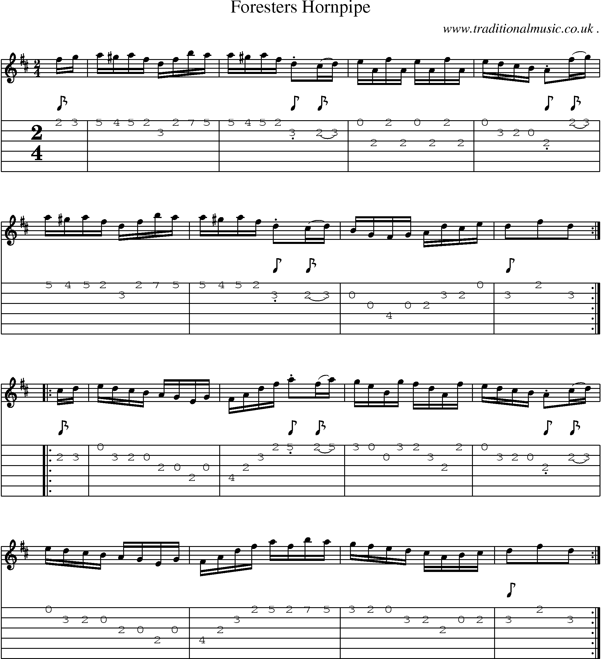 Sheet-Music and Guitar Tabs for Foresters Hornpipe