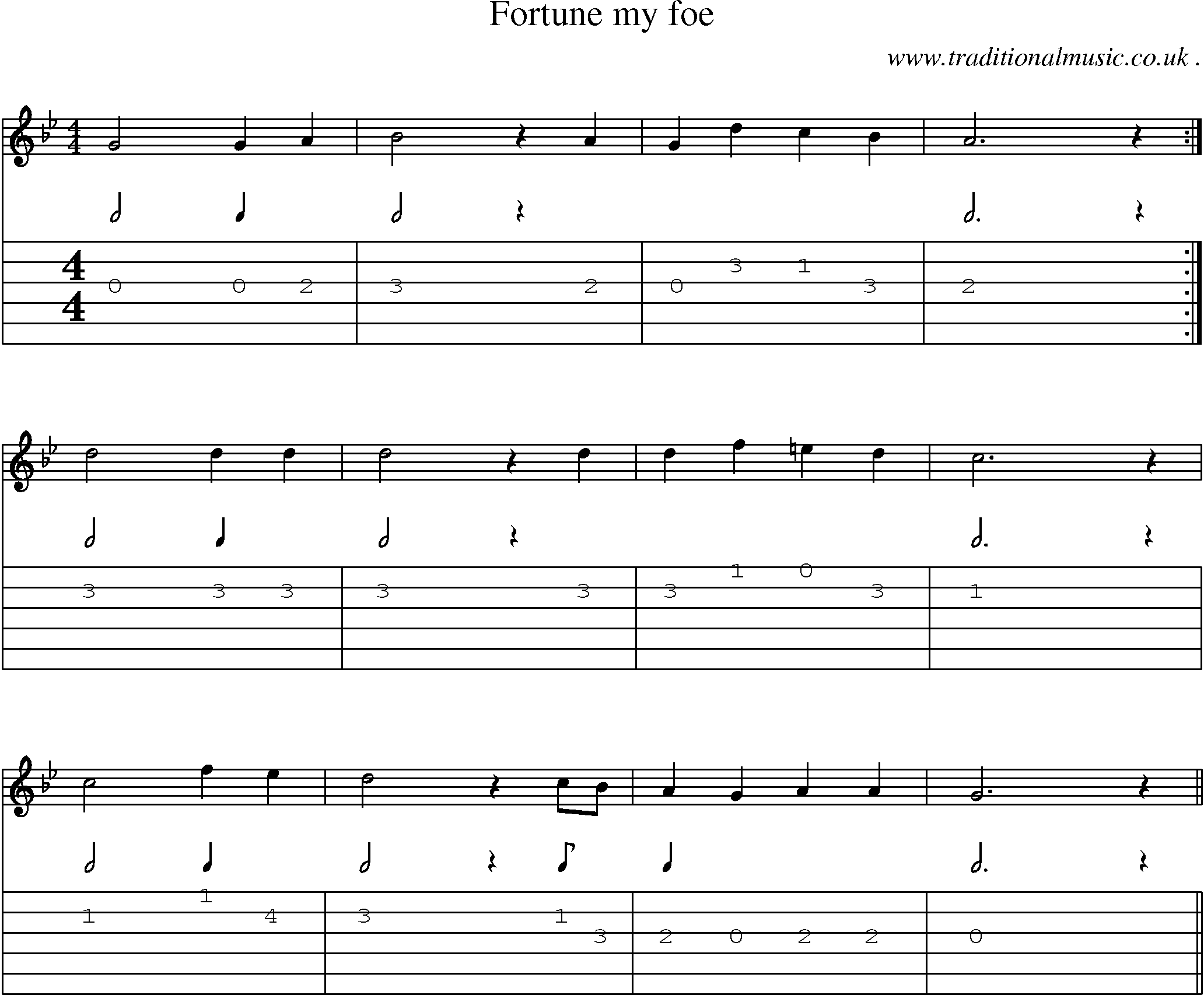Sheet-Music and Guitar Tabs for Fortune My Foe