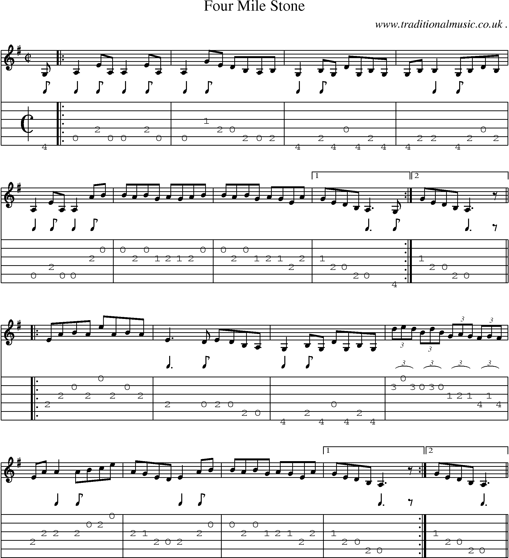 Sheet-Music and Guitar Tabs for Four Mile Stone