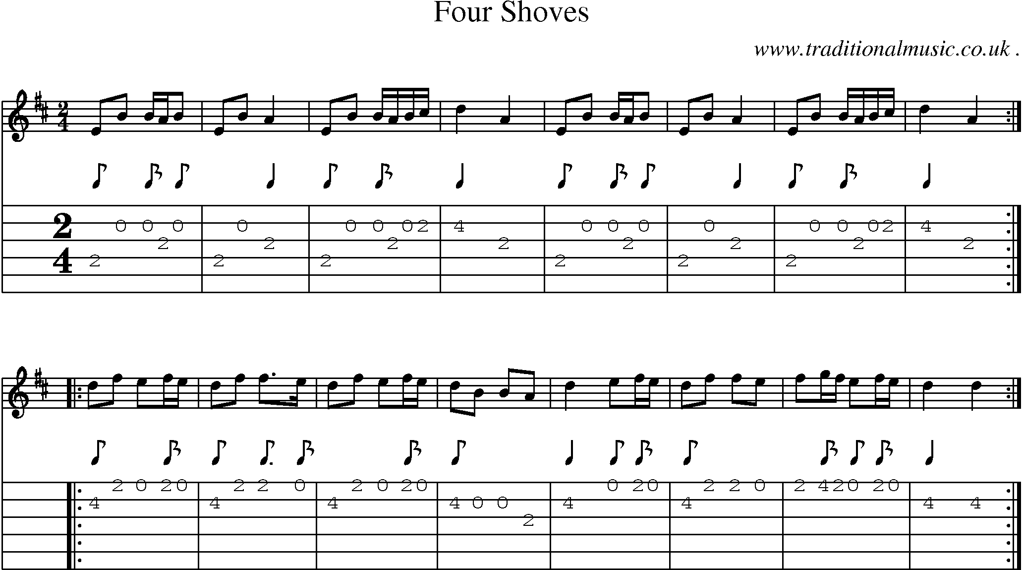 Sheet-Music and Guitar Tabs for Four Shoves