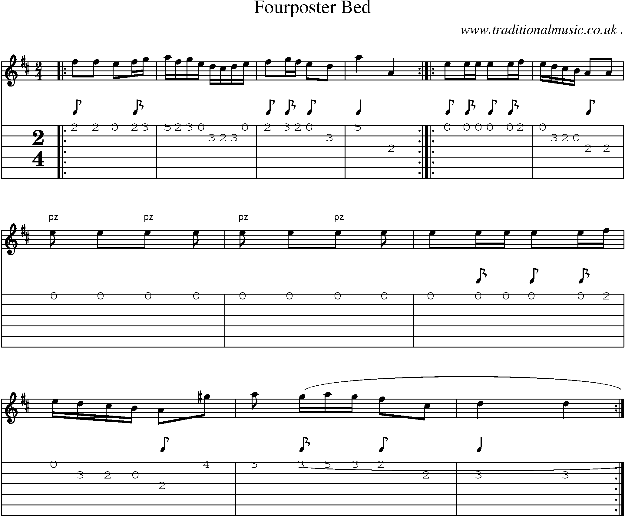 Sheet-Music and Guitar Tabs for Fourposter Bed