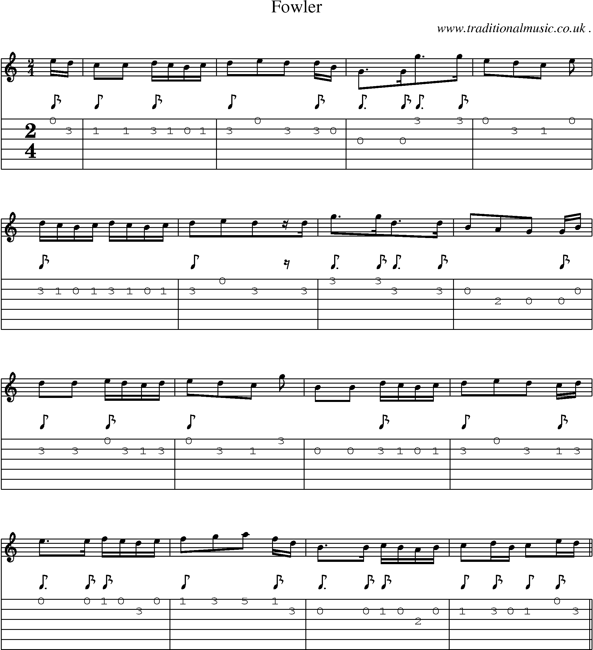 Sheet-Music and Guitar Tabs for Fowler