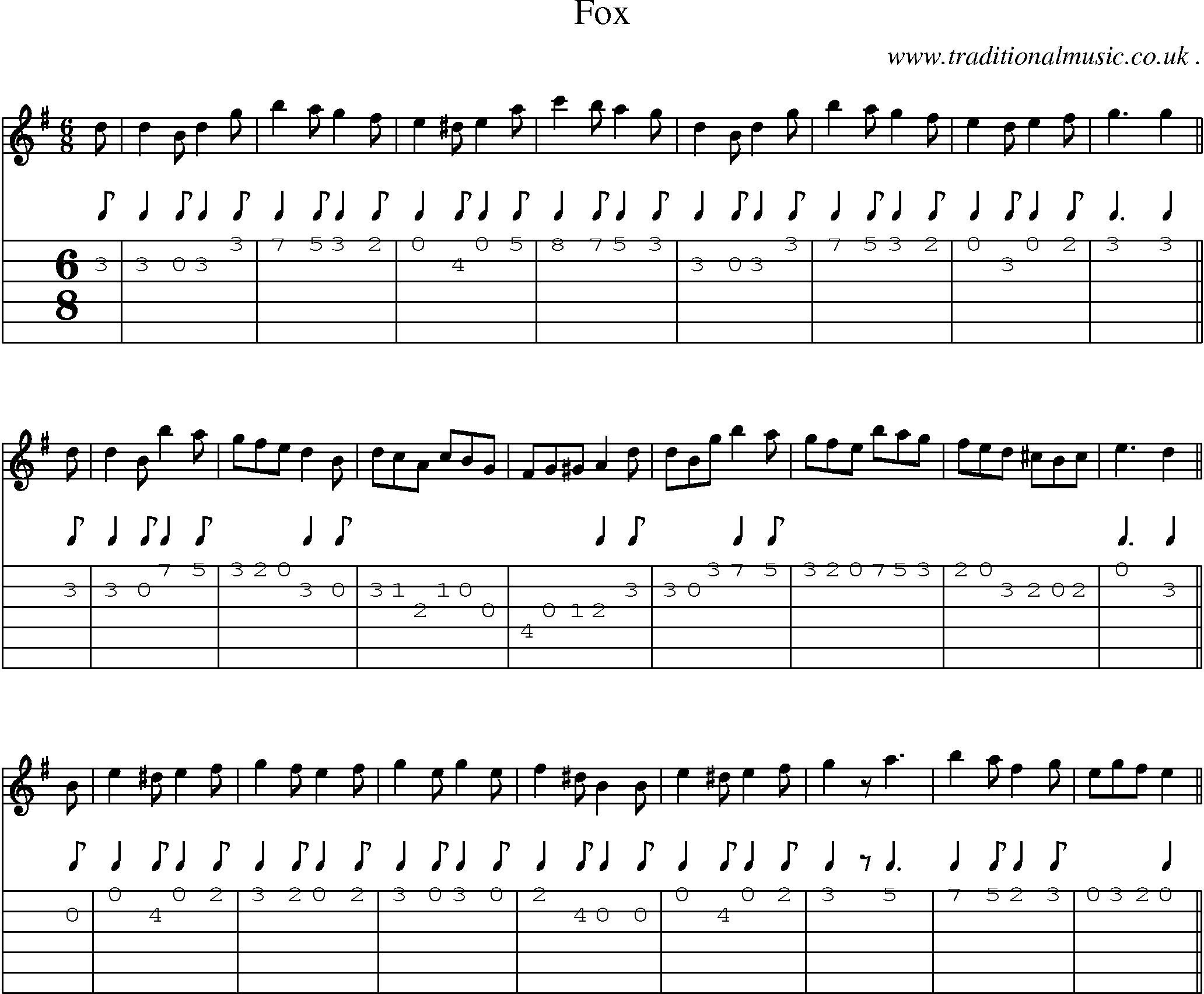 Sheet-Music and Guitar Tabs for Fox