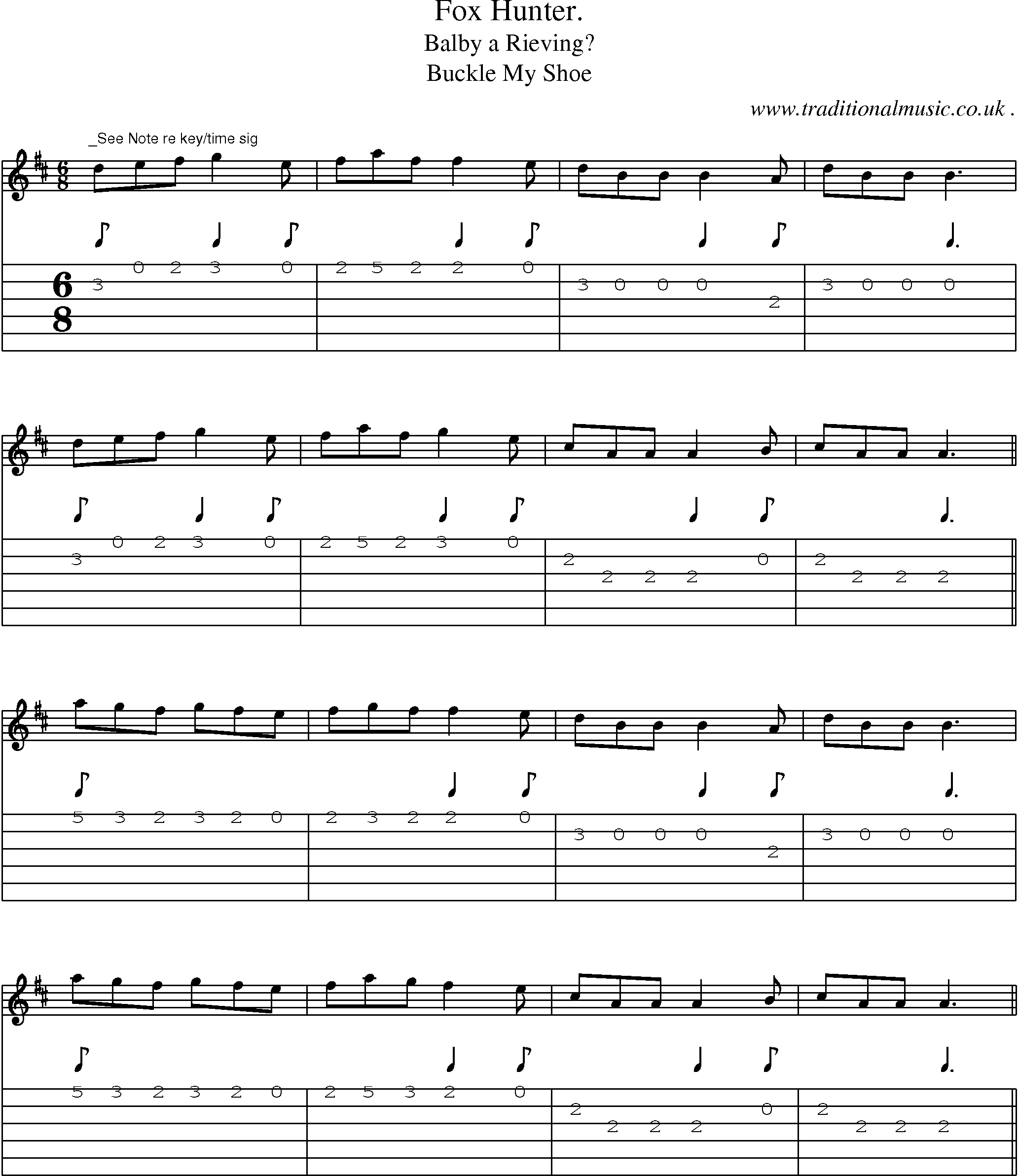 Sheet-Music and Guitar Tabs for Fox Hunter