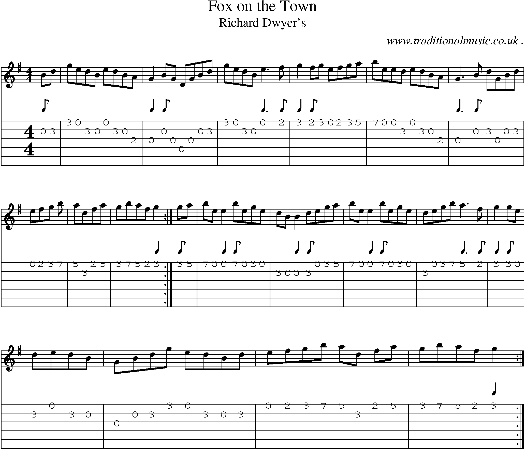 Sheet-Music and Guitar Tabs for Fox On The Town