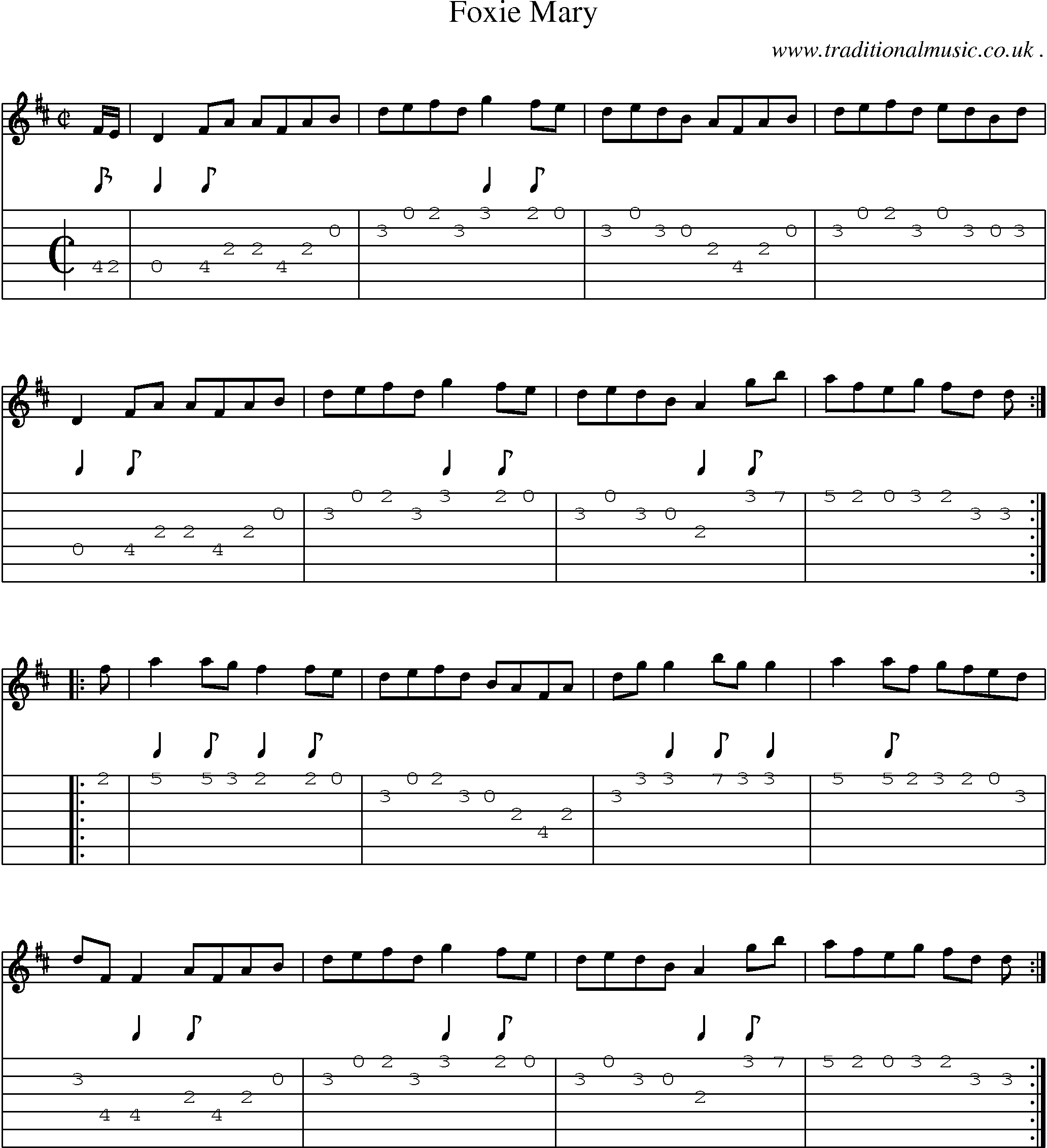Sheet-Music and Guitar Tabs for Foxie Mary