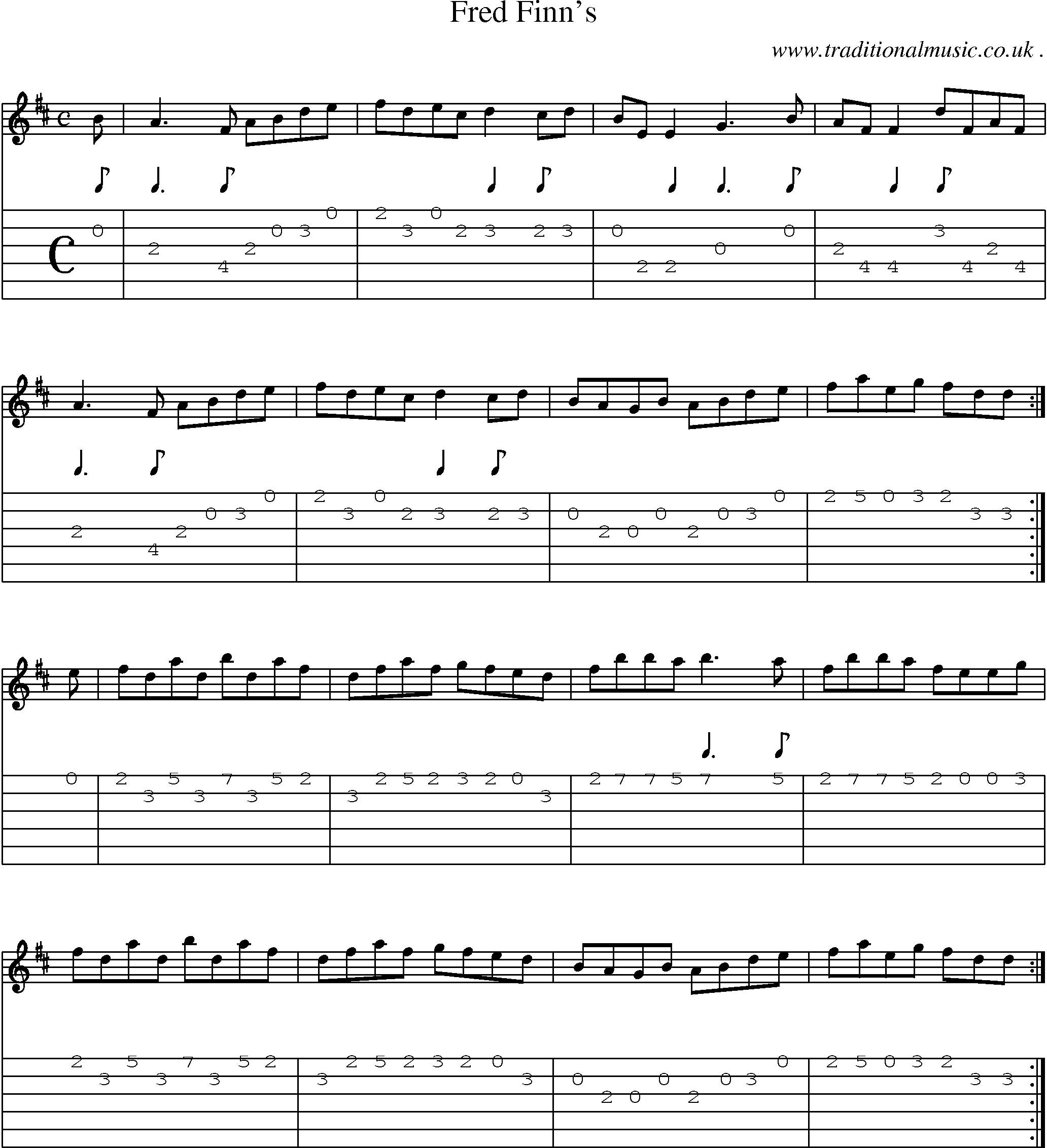 Sheet-Music and Guitar Tabs for Fred Finns