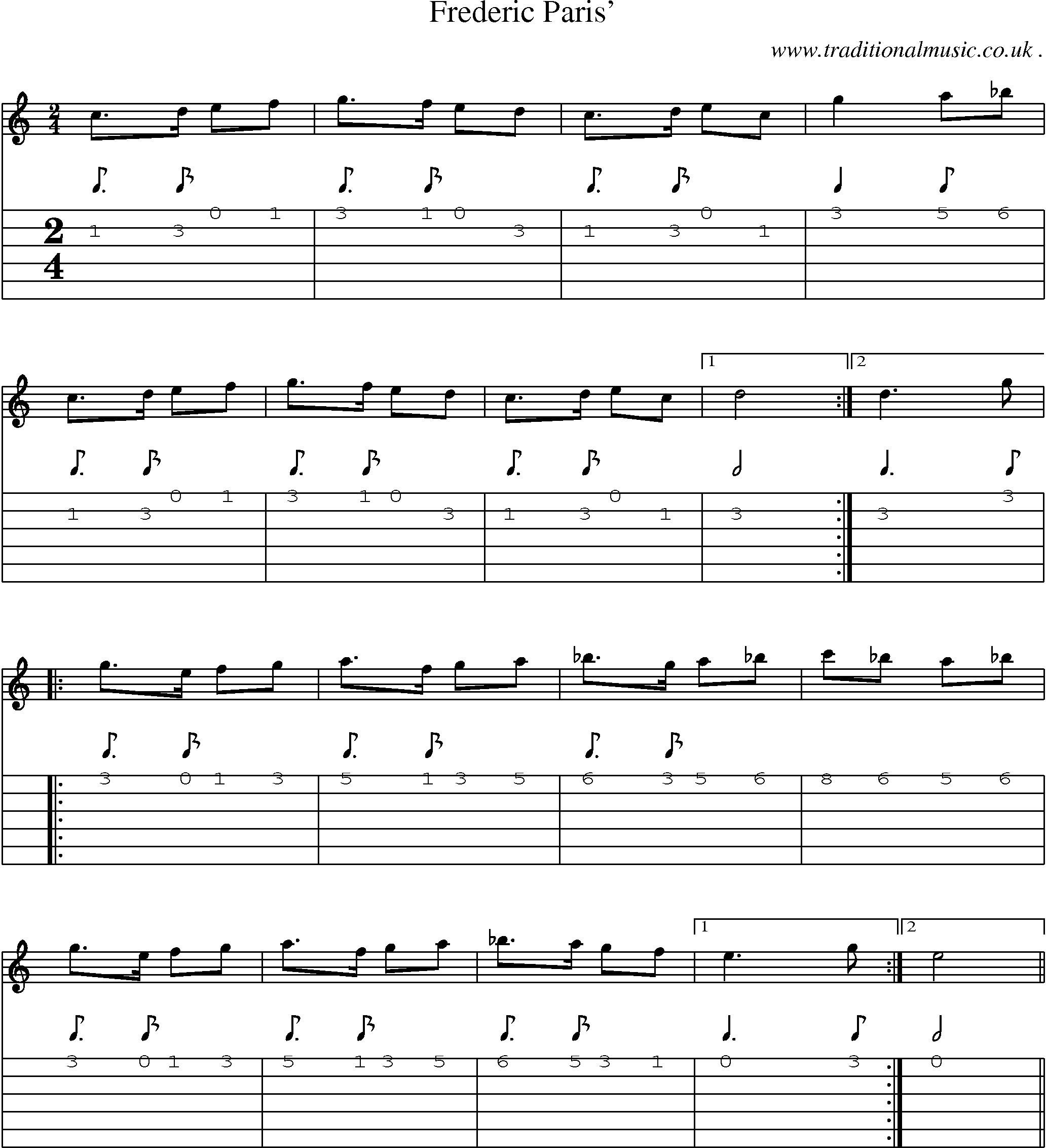 Sheet-Music and Guitar Tabs for Frederic Paris
