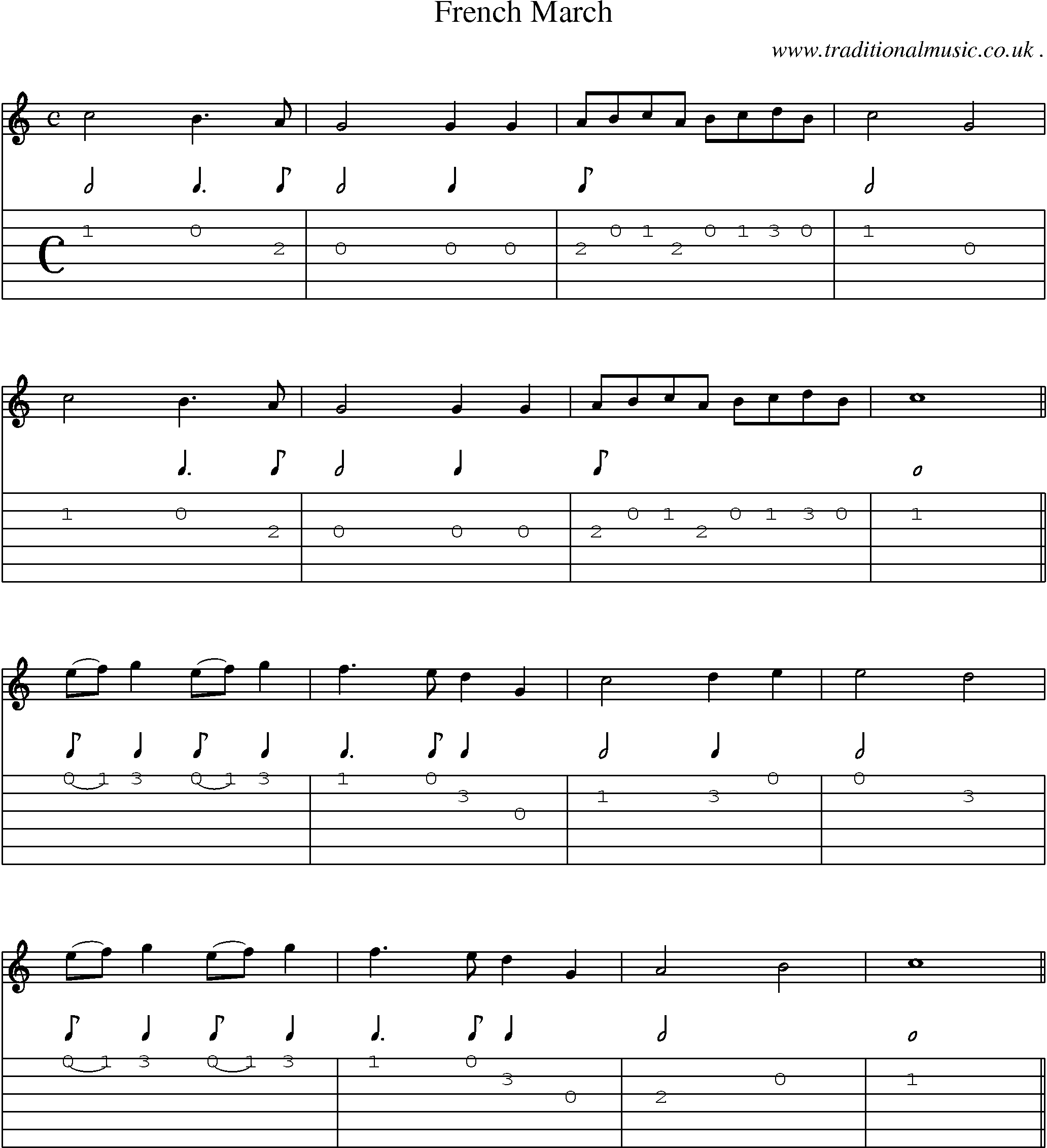 Sheet-Music and Guitar Tabs for French March