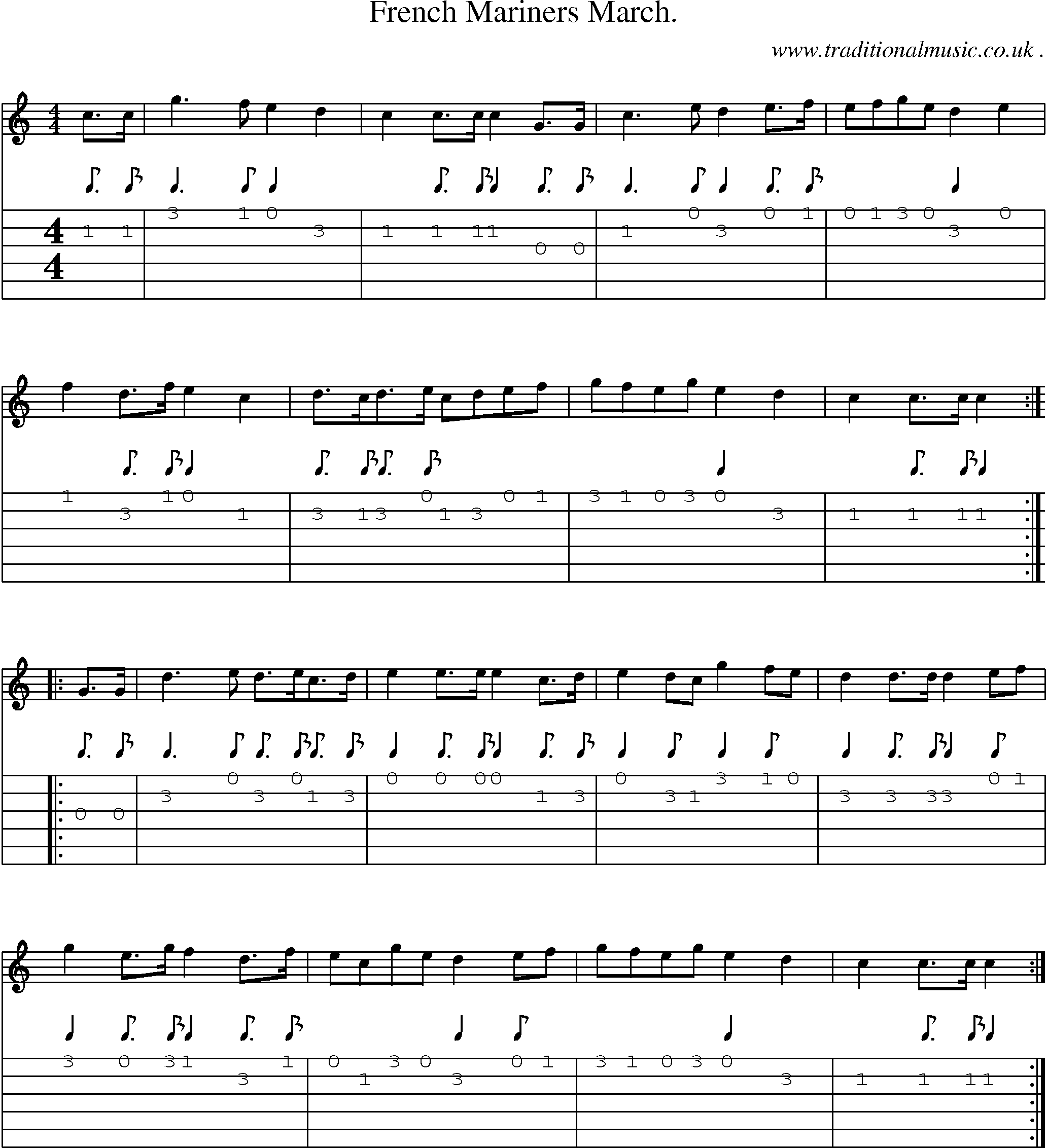Sheet-Music and Guitar Tabs for French Mariners March