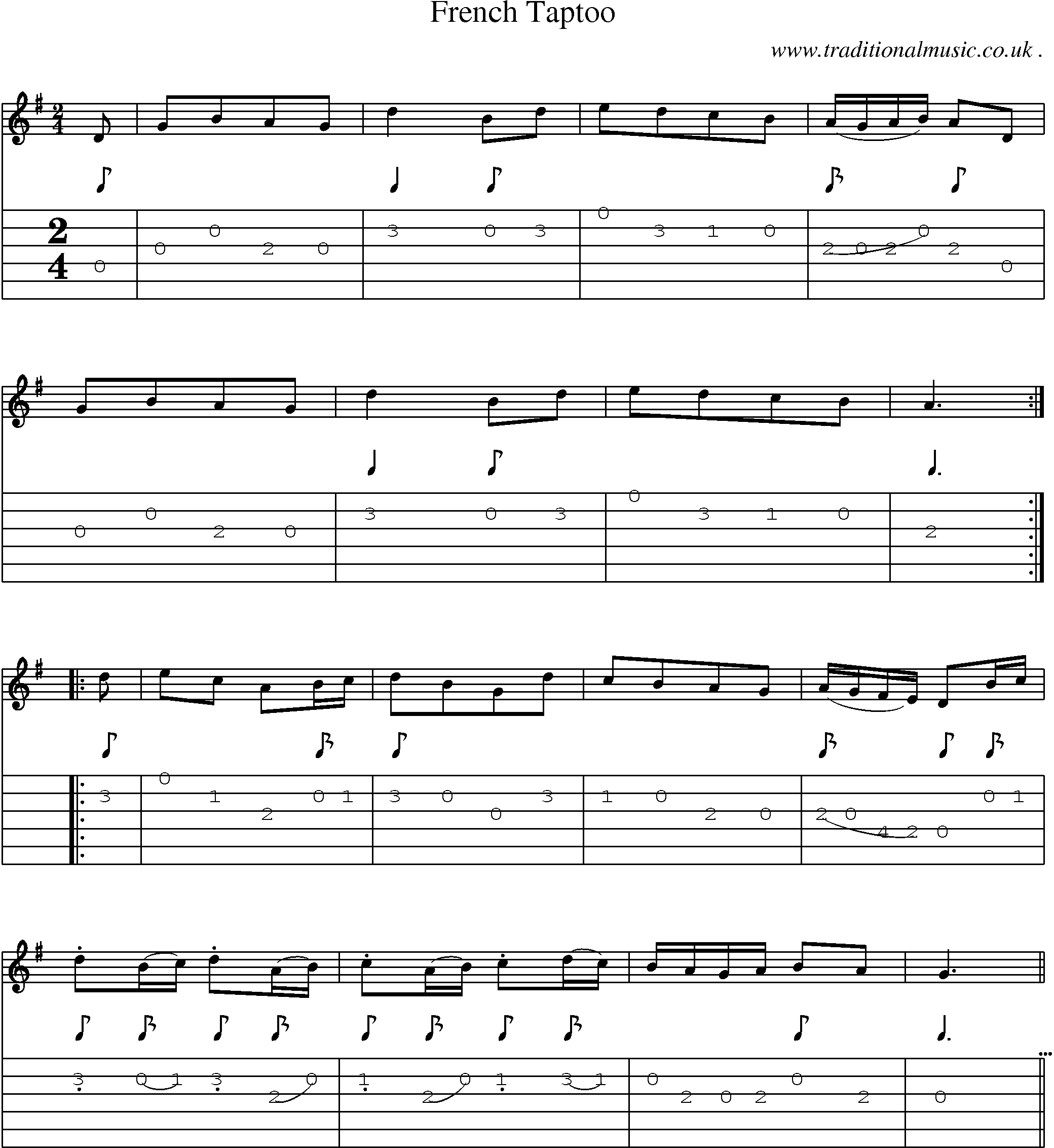 Sheet-Music and Guitar Tabs for French Taptoo
