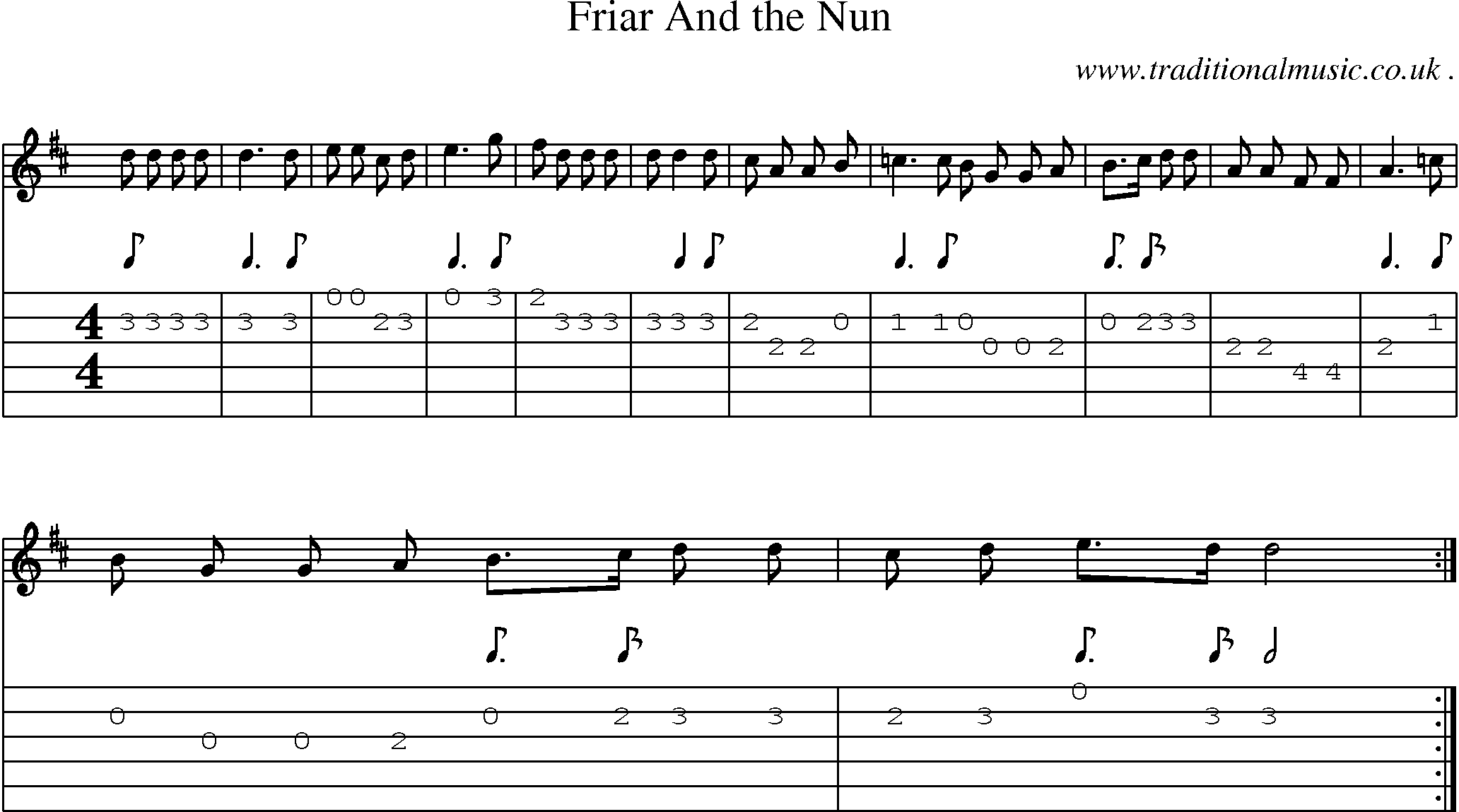 Sheet-Music and Guitar Tabs for Friar And The Nun