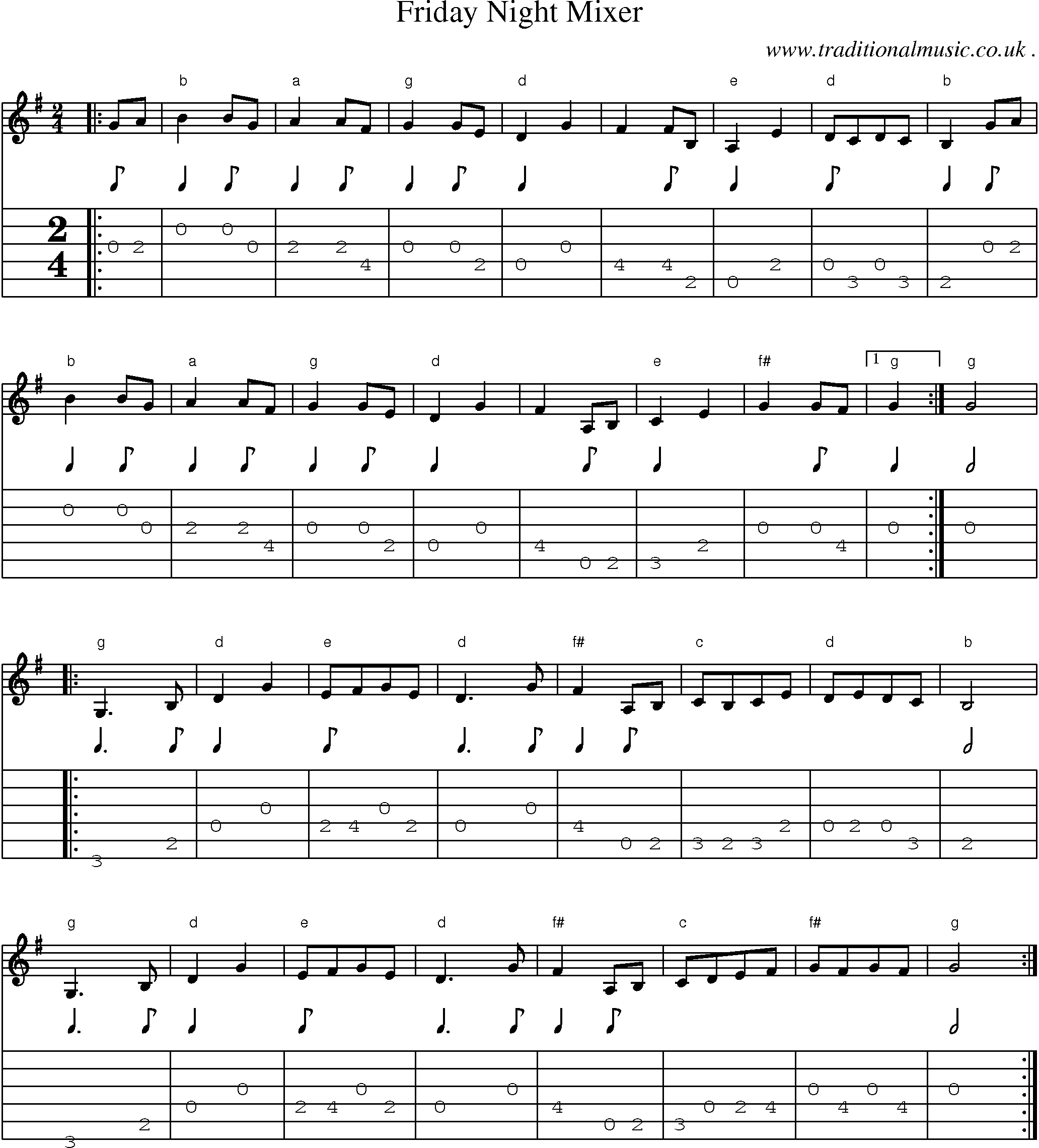 Sheet-Music and Guitar Tabs for Friday Night Mixer
