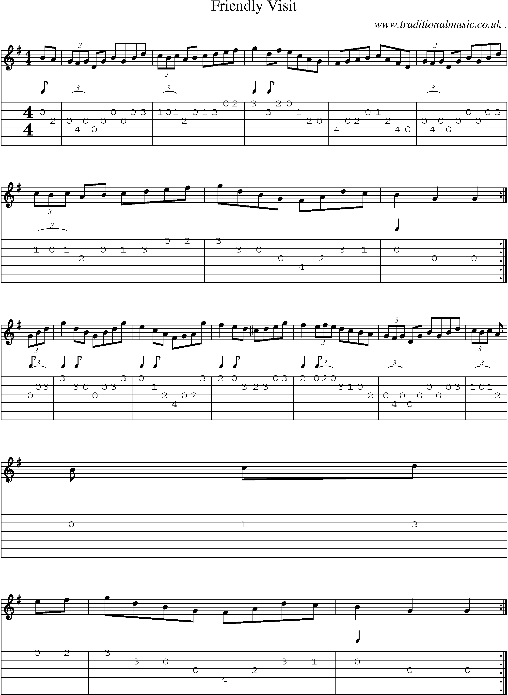 Sheet-Music and Guitar Tabs for Friendly Visit
