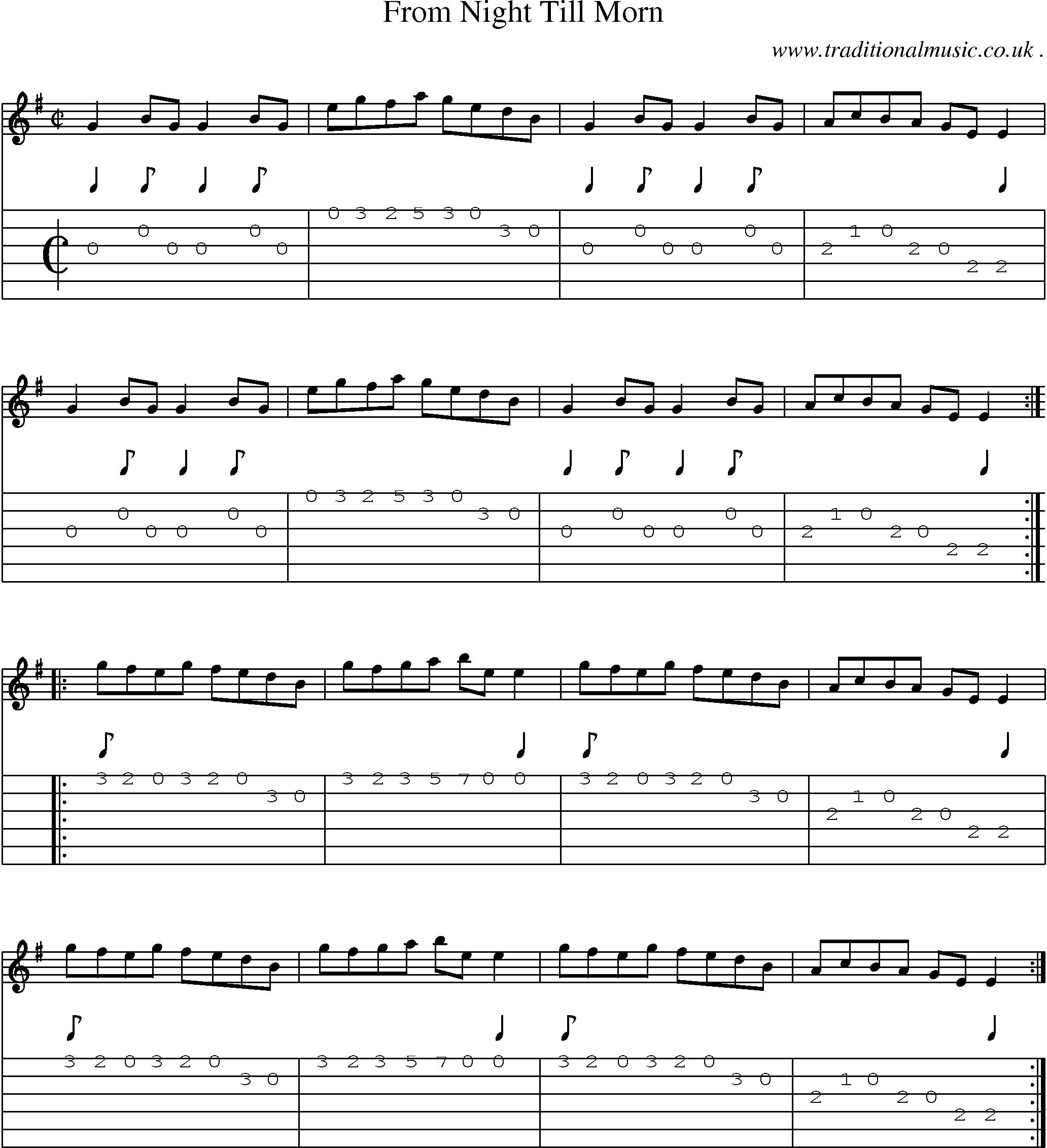 Sheet-Music and Guitar Tabs for From Night Till Morn