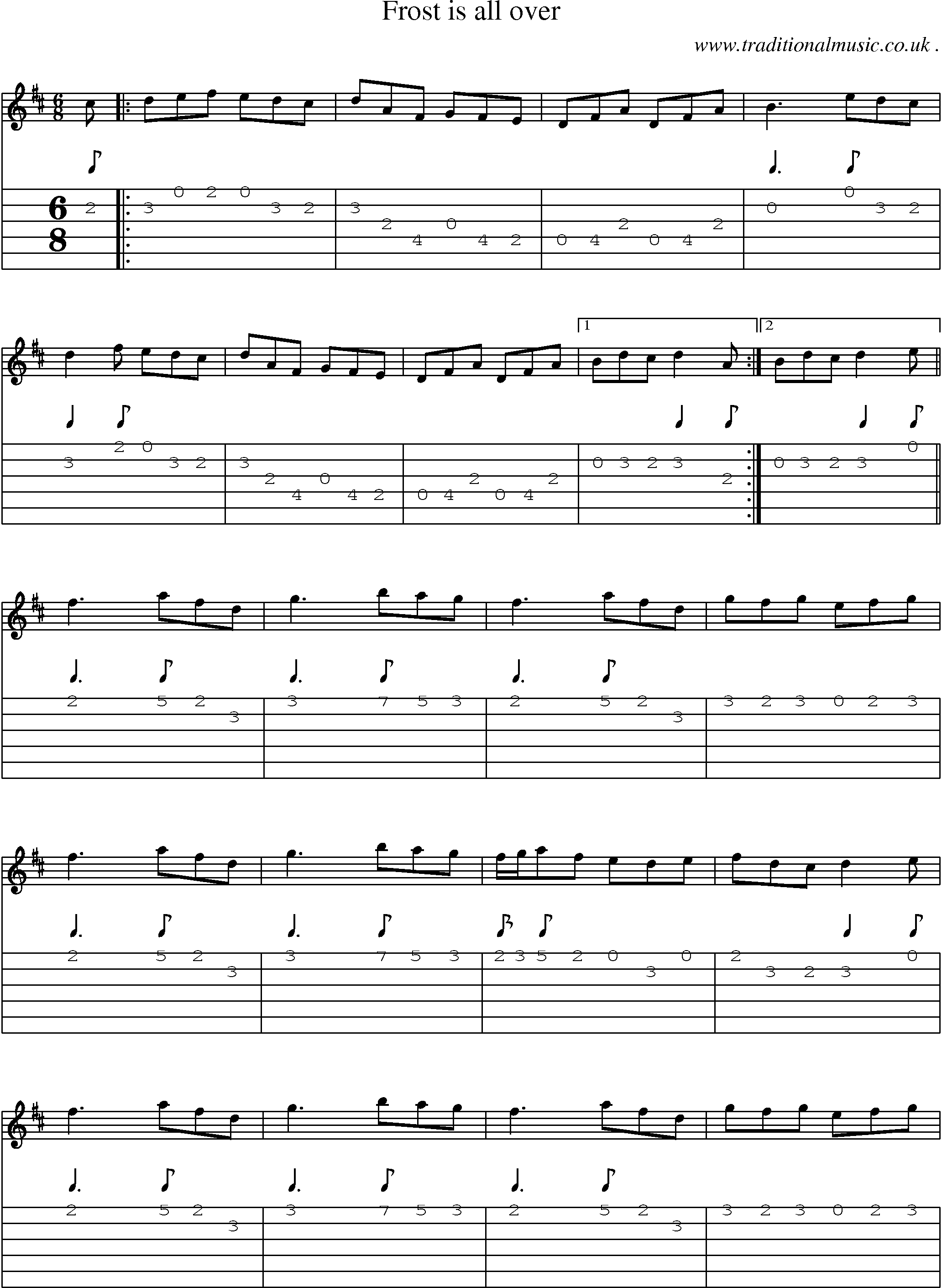 Sheet-Music and Guitar Tabs for Frost Is All Over