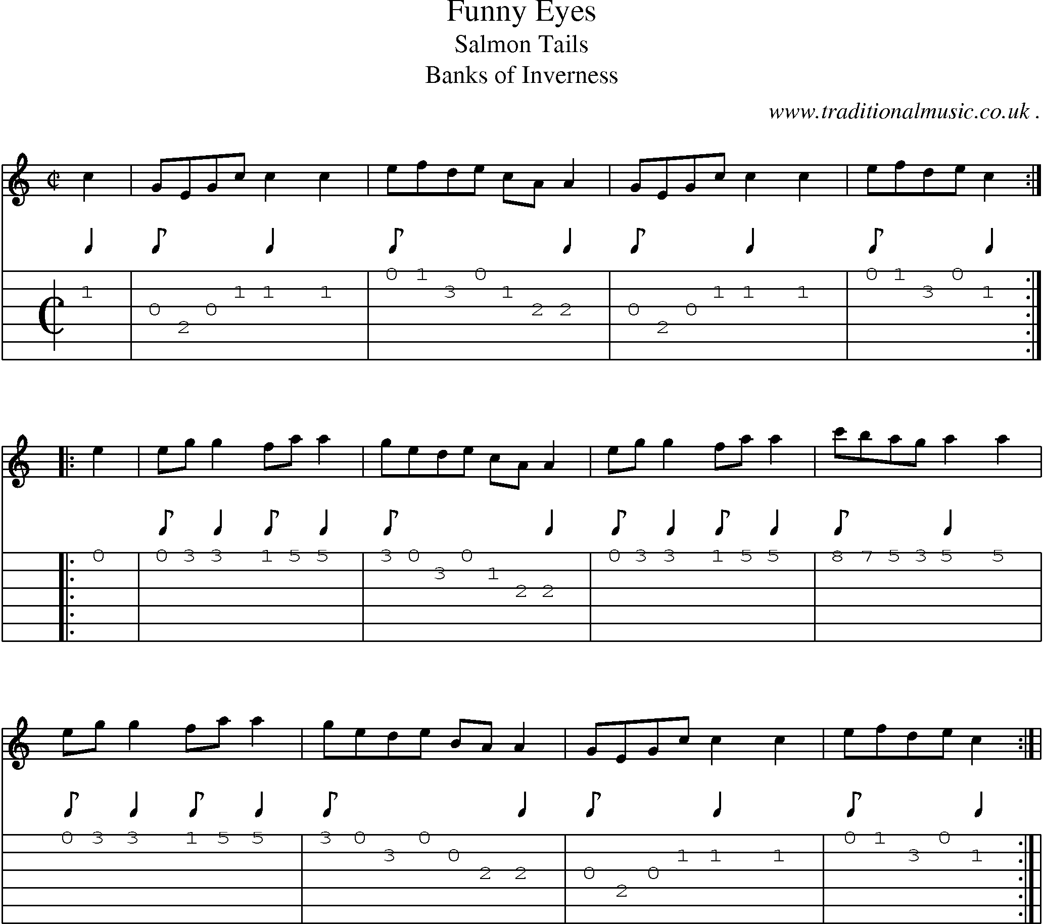 Sheet-Music and Guitar Tabs for Funny Eyes