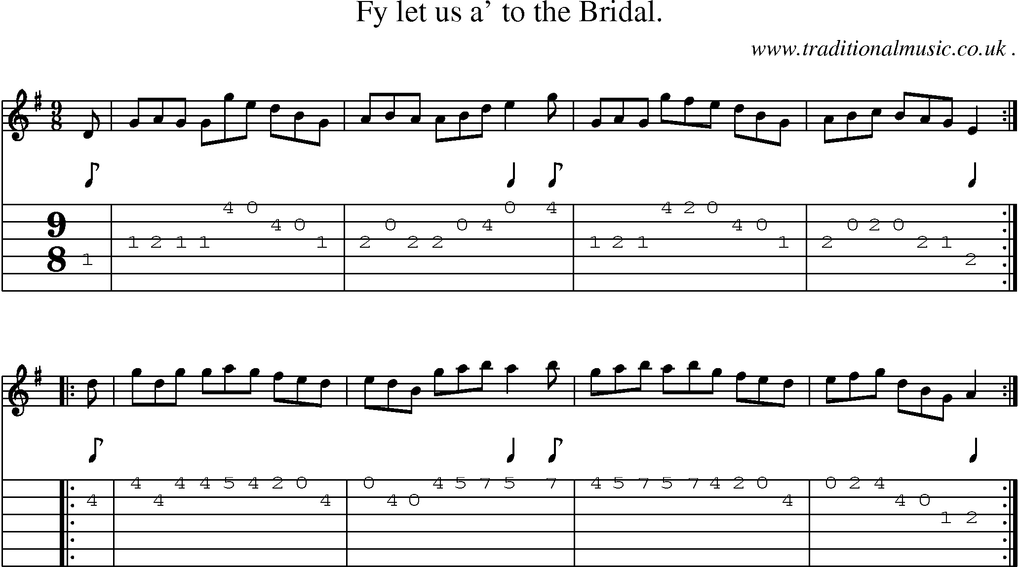 Sheet-Music and Guitar Tabs for Fy Let Us A To The Bridal