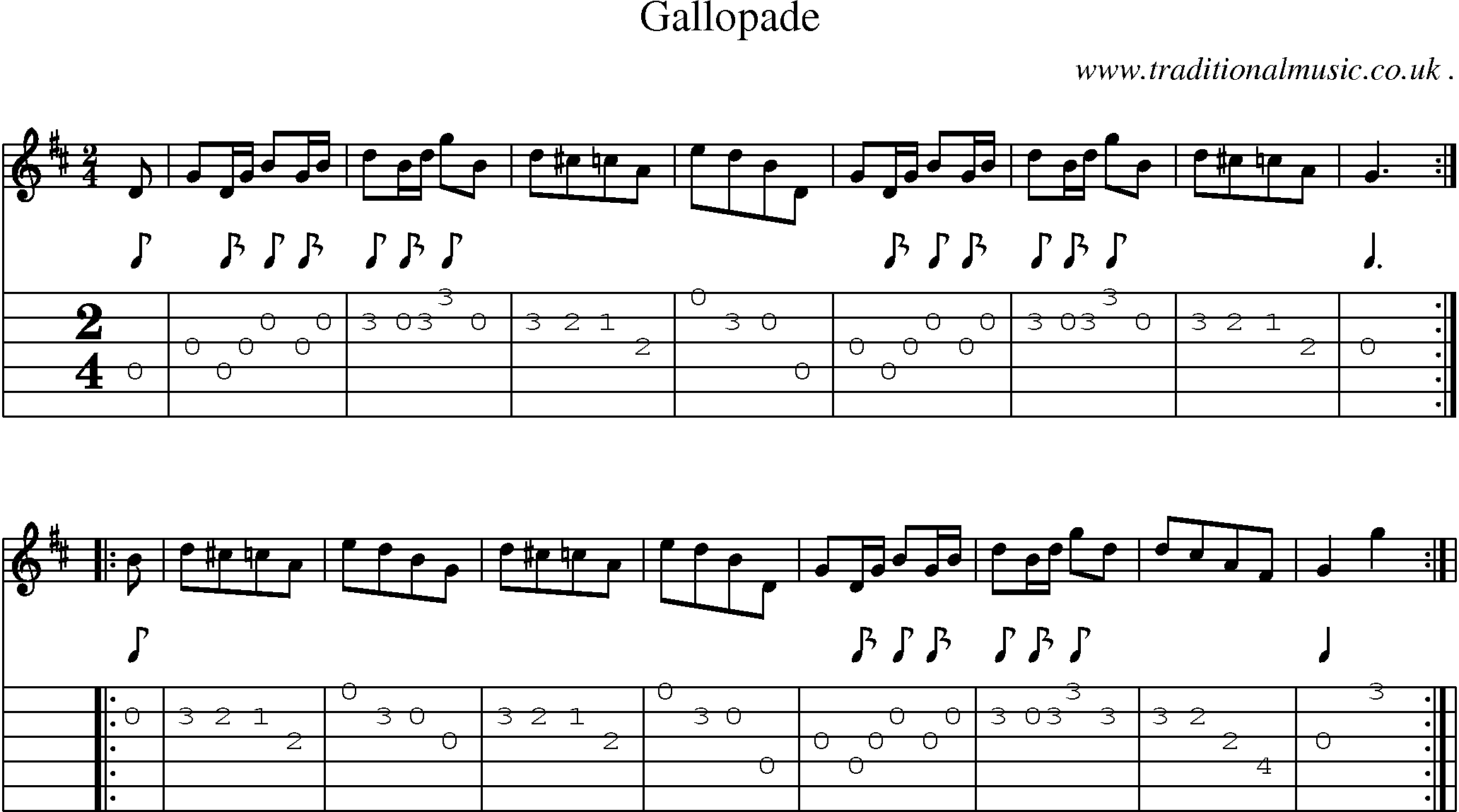 Sheet-Music and Guitar Tabs for Gallopade