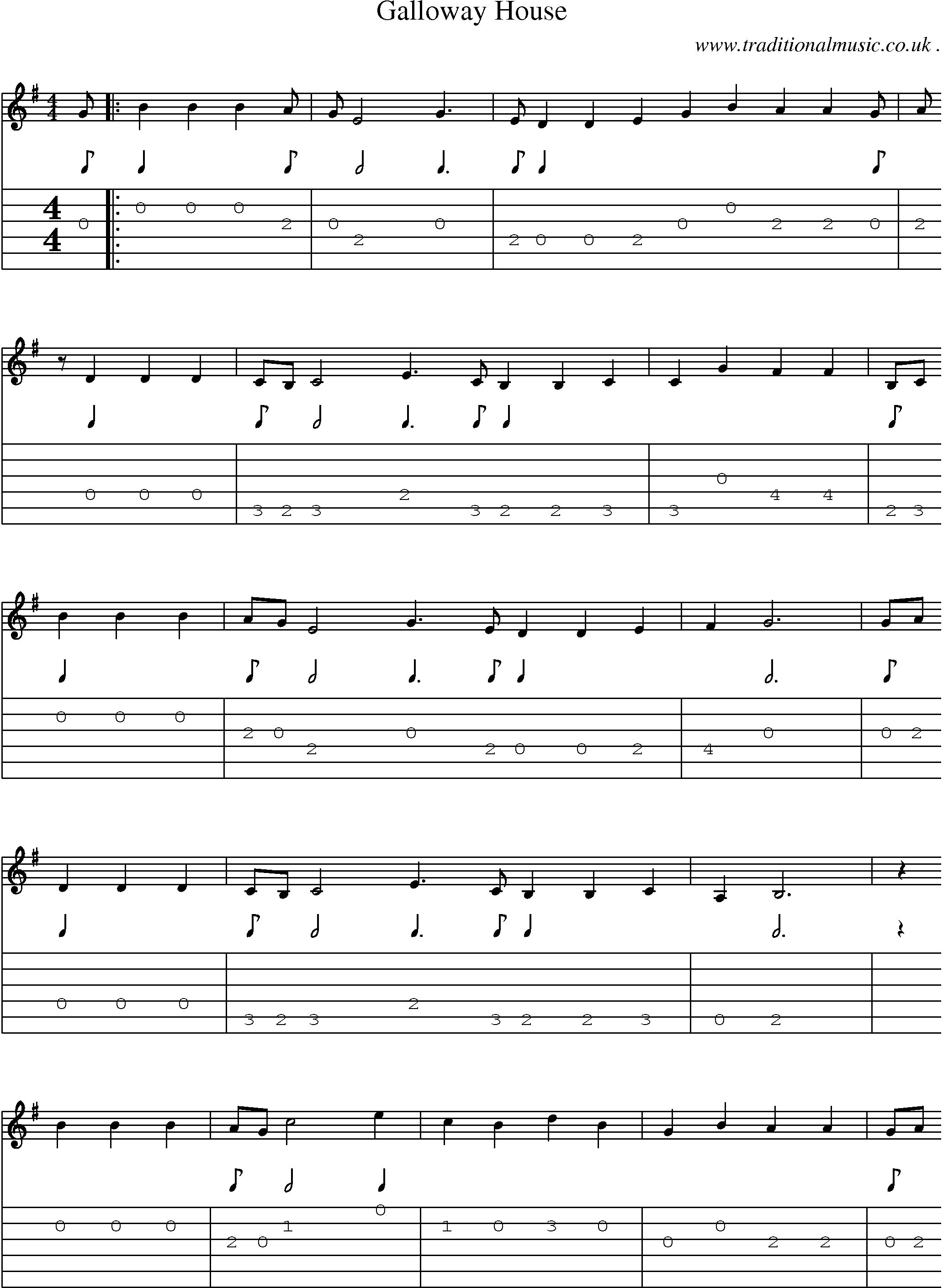 Sheet-Music and Guitar Tabs for Galloway House