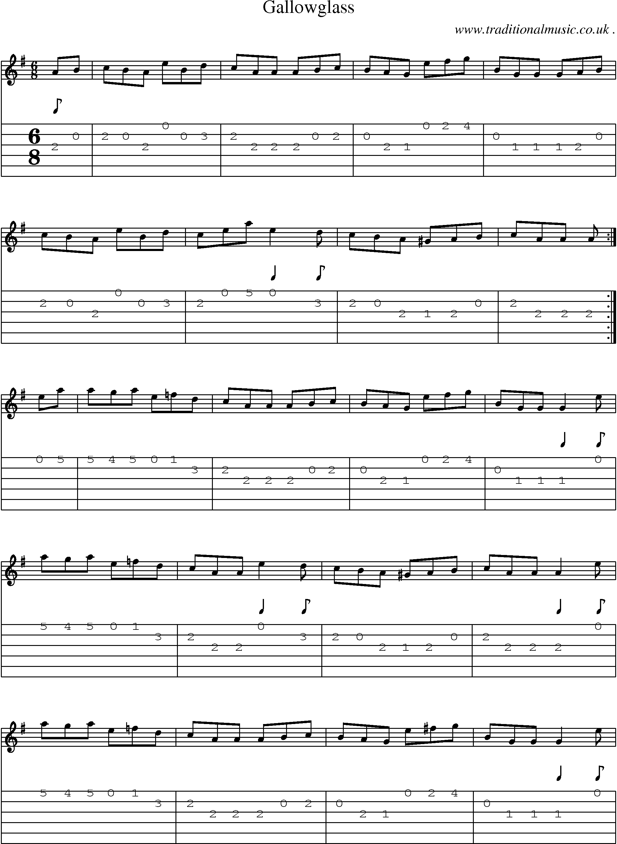 Sheet-Music and Guitar Tabs for Gallowglass