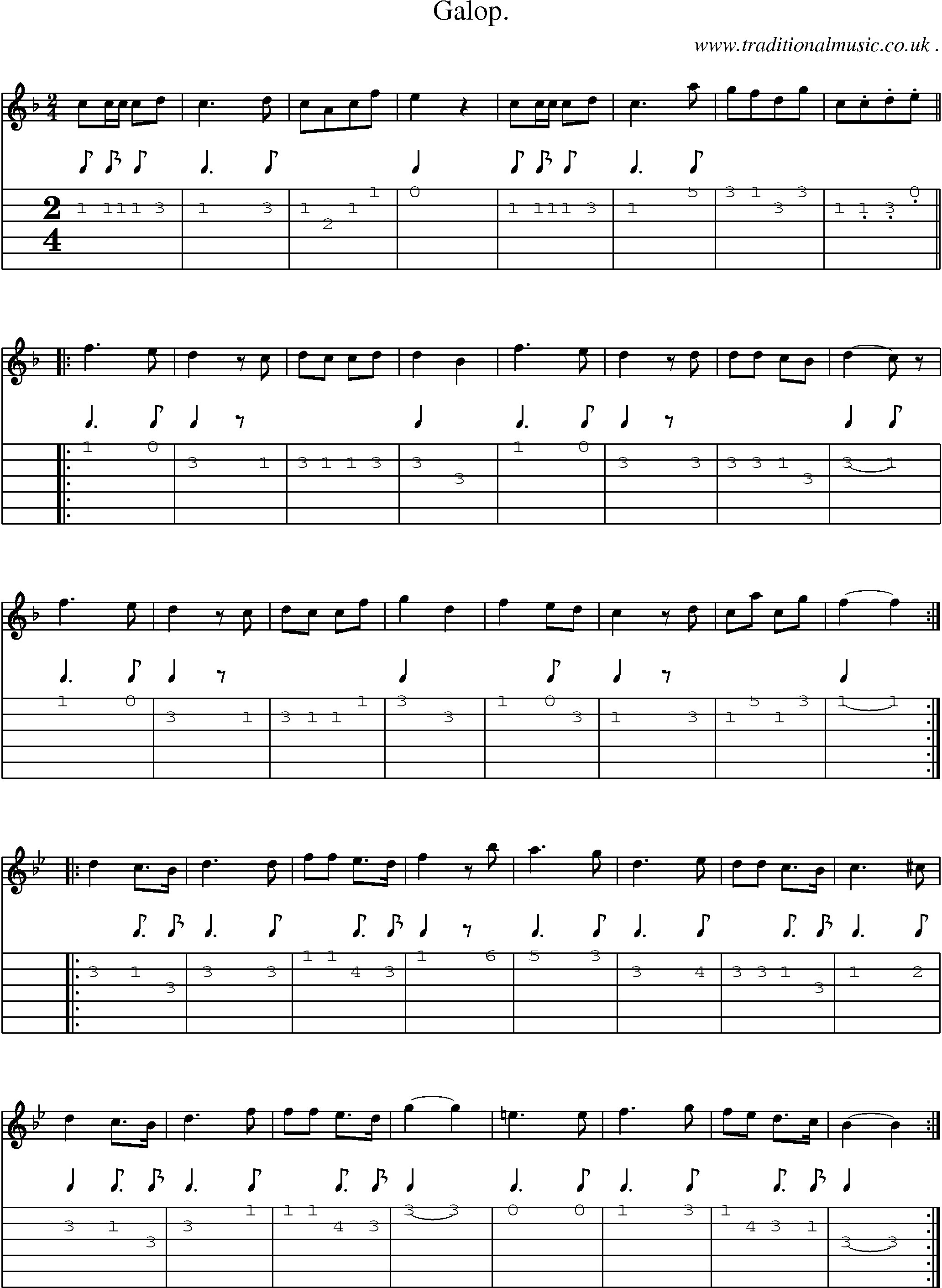 Sheet-Music and Guitar Tabs for Galop
