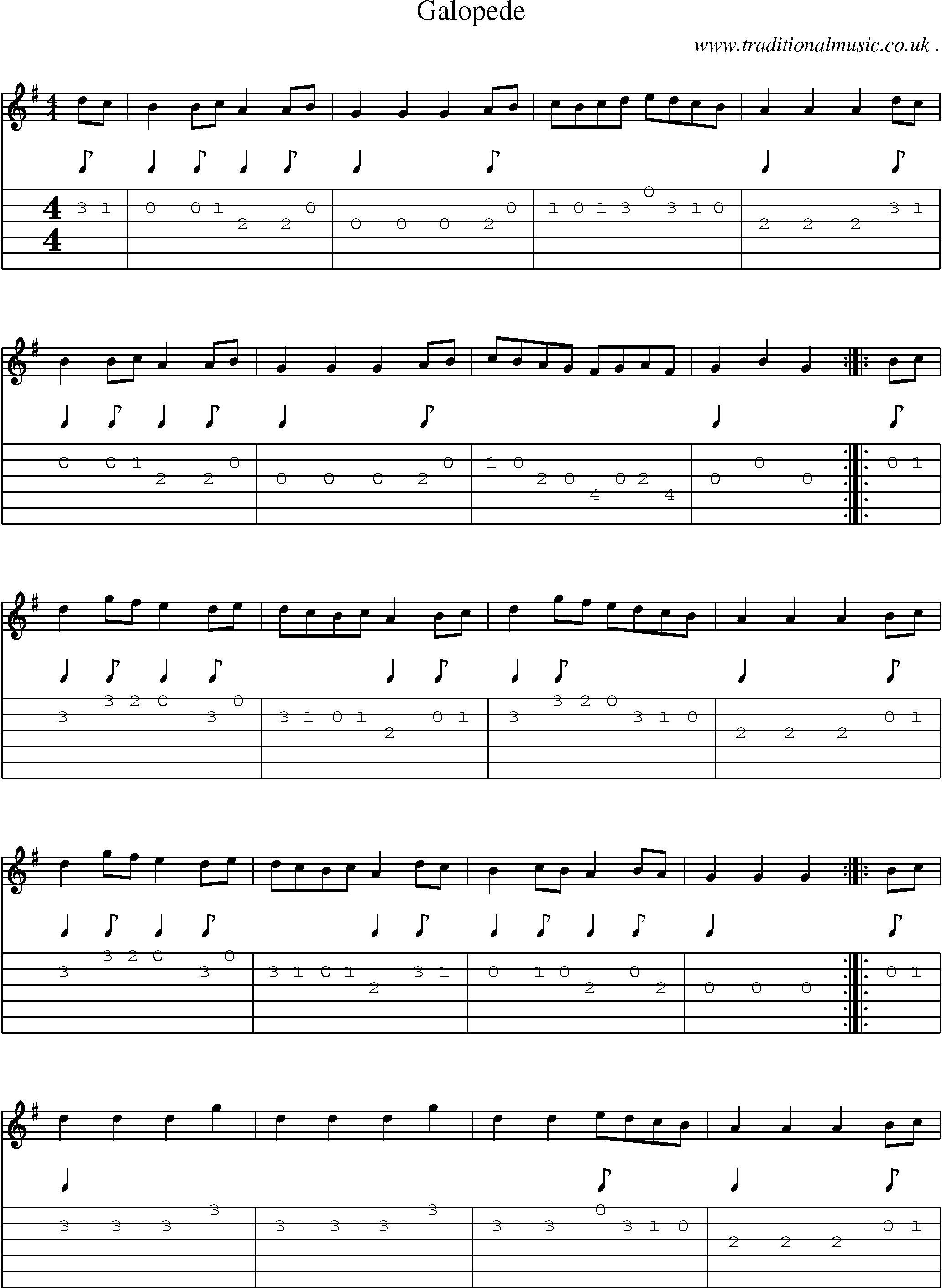 Sheet-Music and Guitar Tabs for Galopede